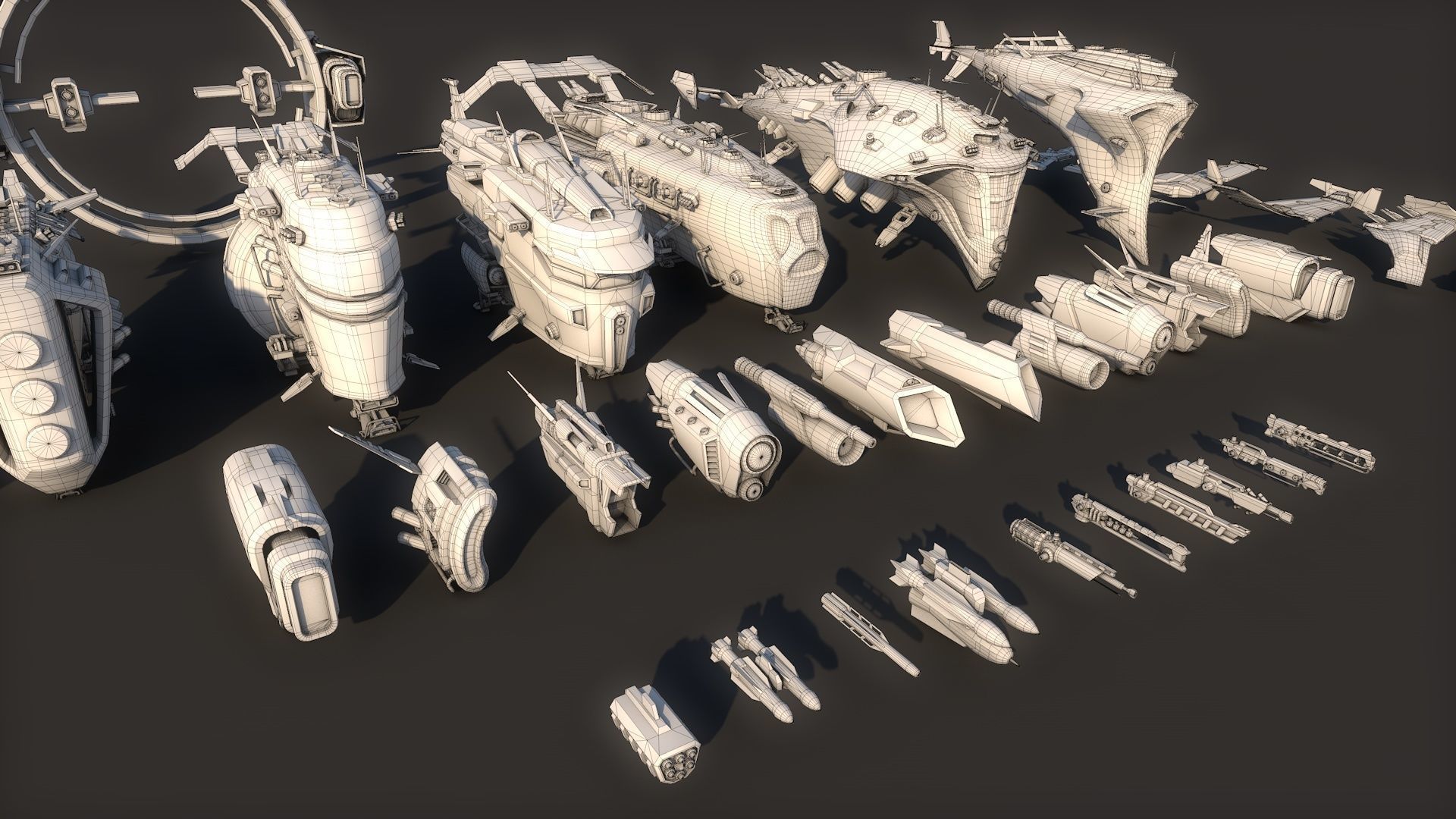 Mega Spacecraft Modular Pack Low-poly 3D model_14