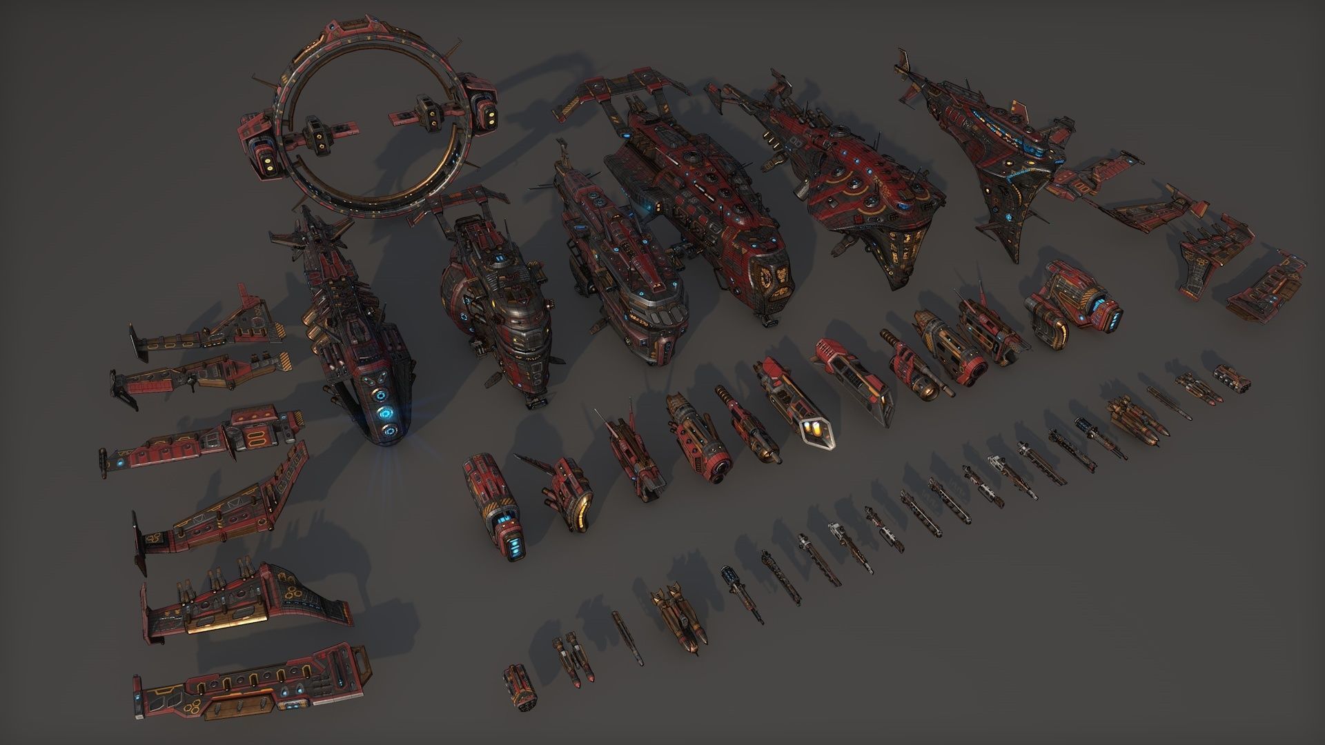 Mega Spacecraft Modular Pack Low-poly 3D model_10