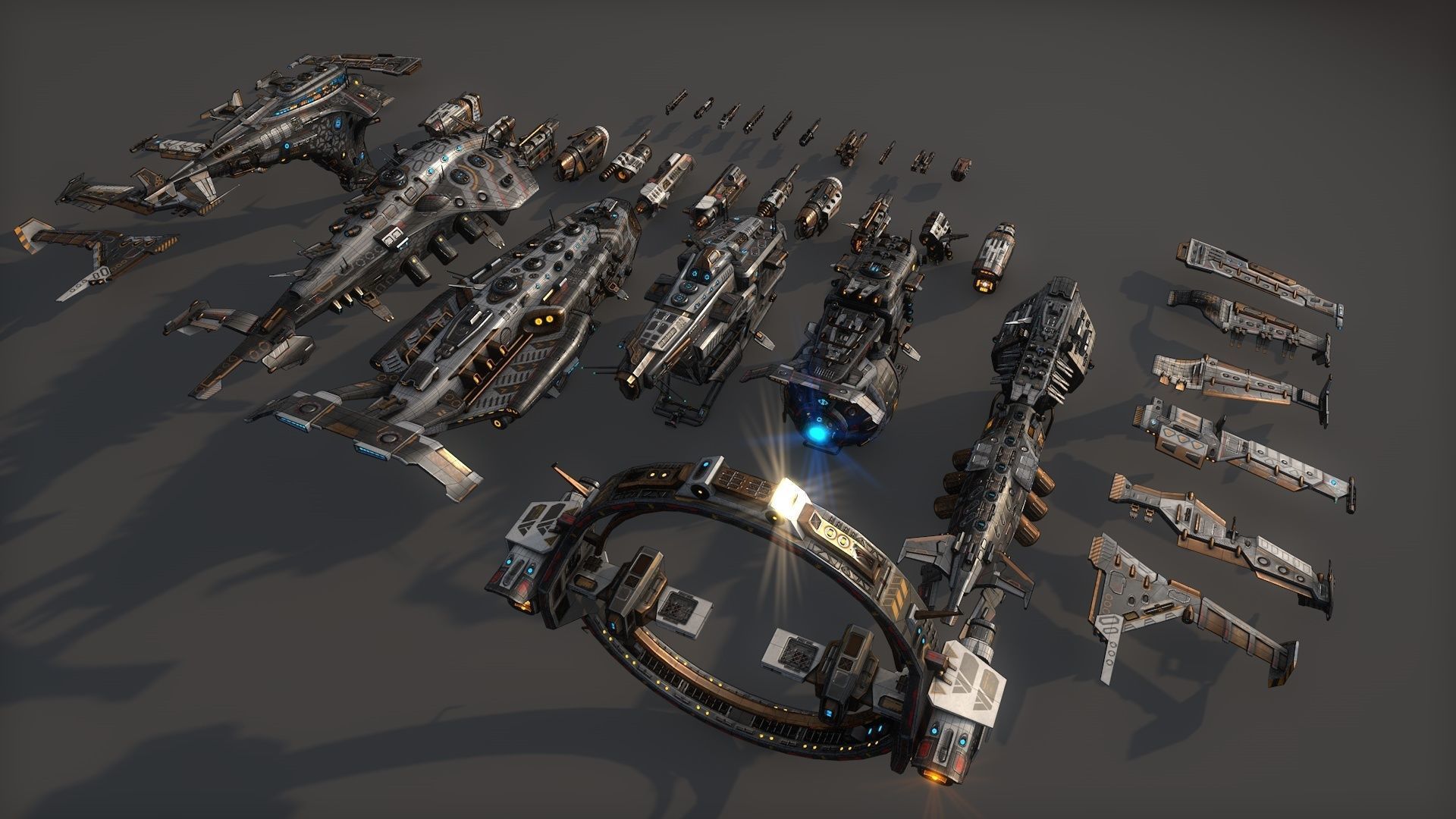 Mega Spacecraft Modular Pack Low-poly 3D model_17