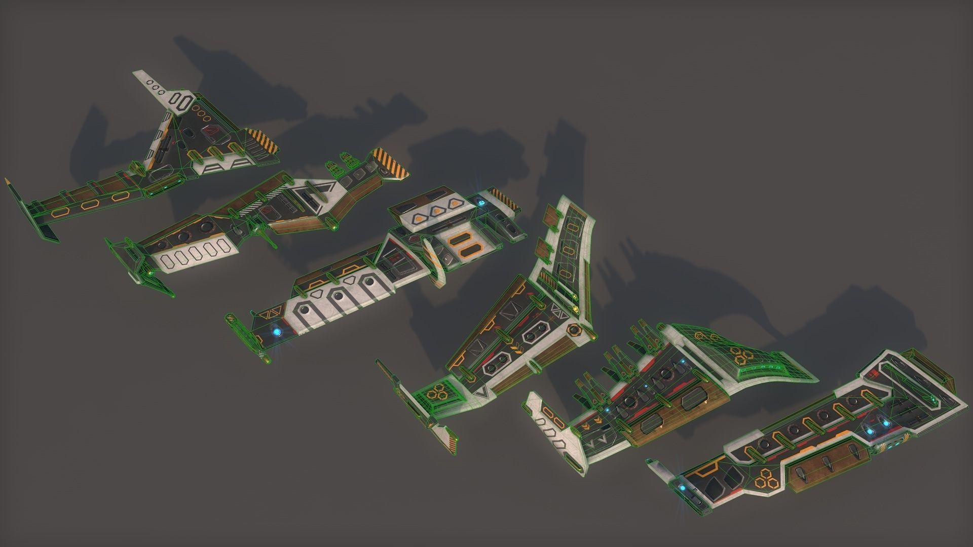 Mega Spacecraft Modular Pack Low-poly 3D model_28