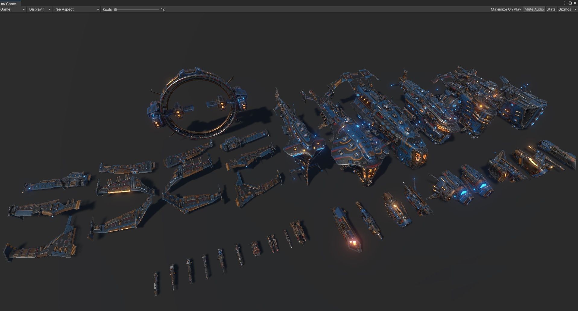 Mega Spacecraft Modular Pack Low-poly 3D model_6