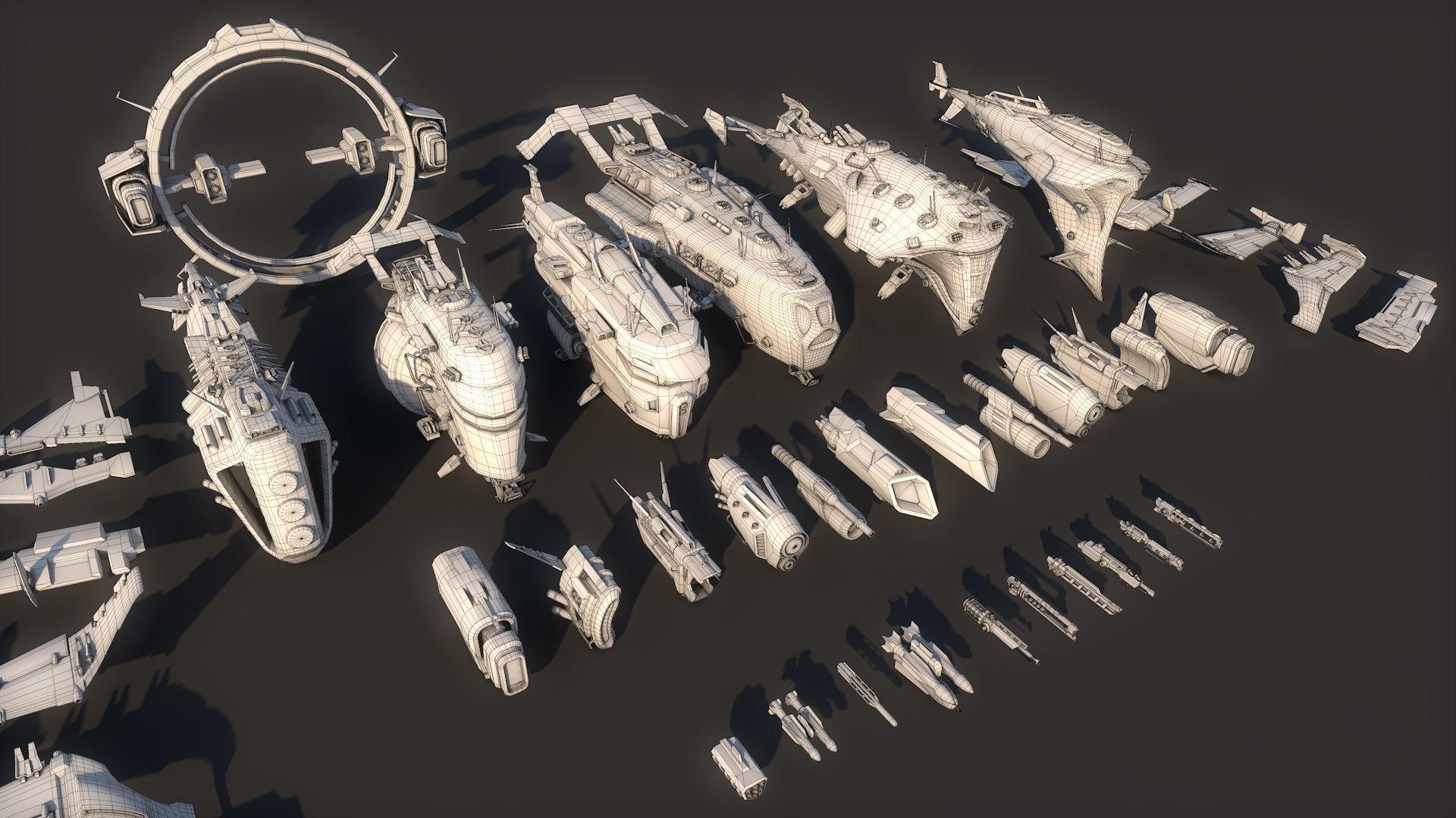Mega Spacecraft Modular Pack Low-poly 3D model_13