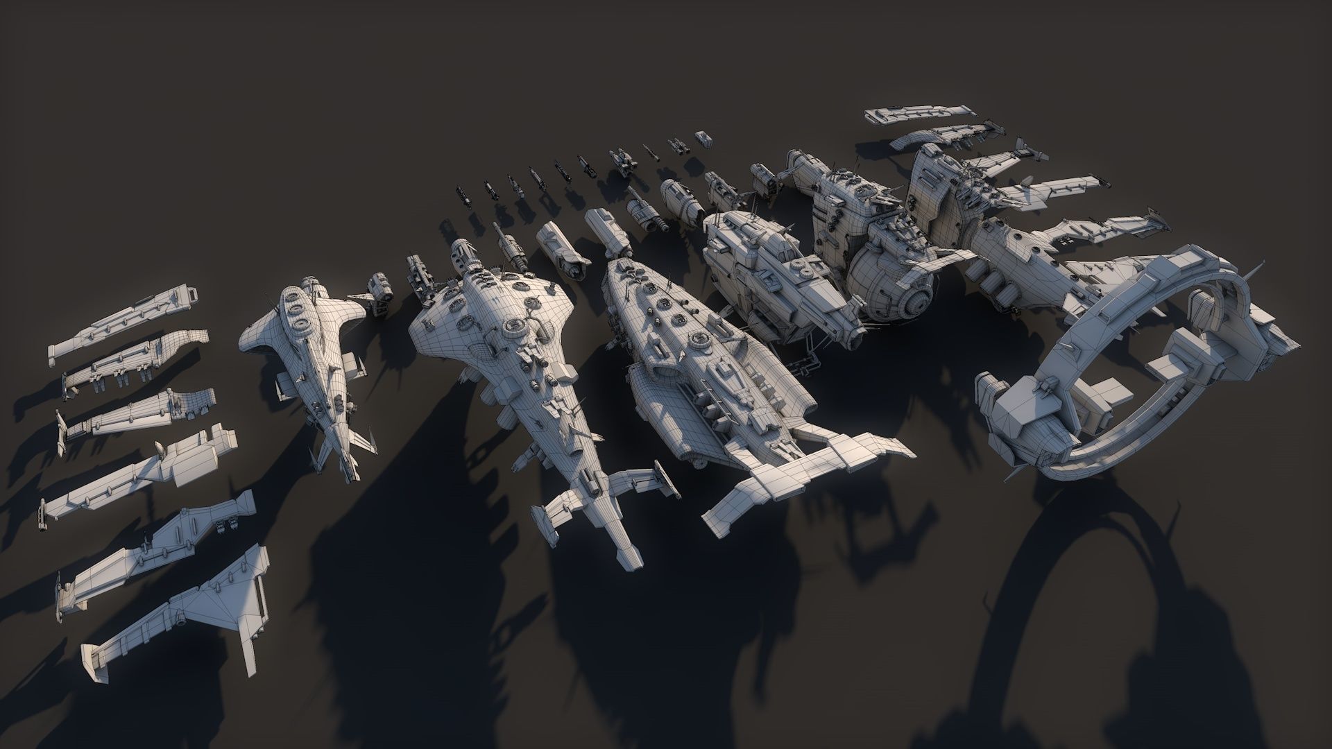 Mega Spacecraft Modular Pack Low-poly 3D model_15