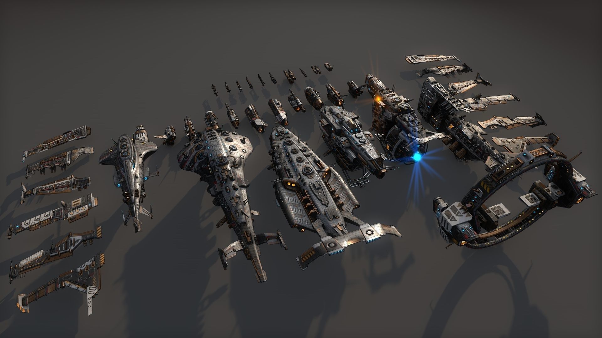 Mega Spacecraft Modular Pack Low-poly 3D model_16