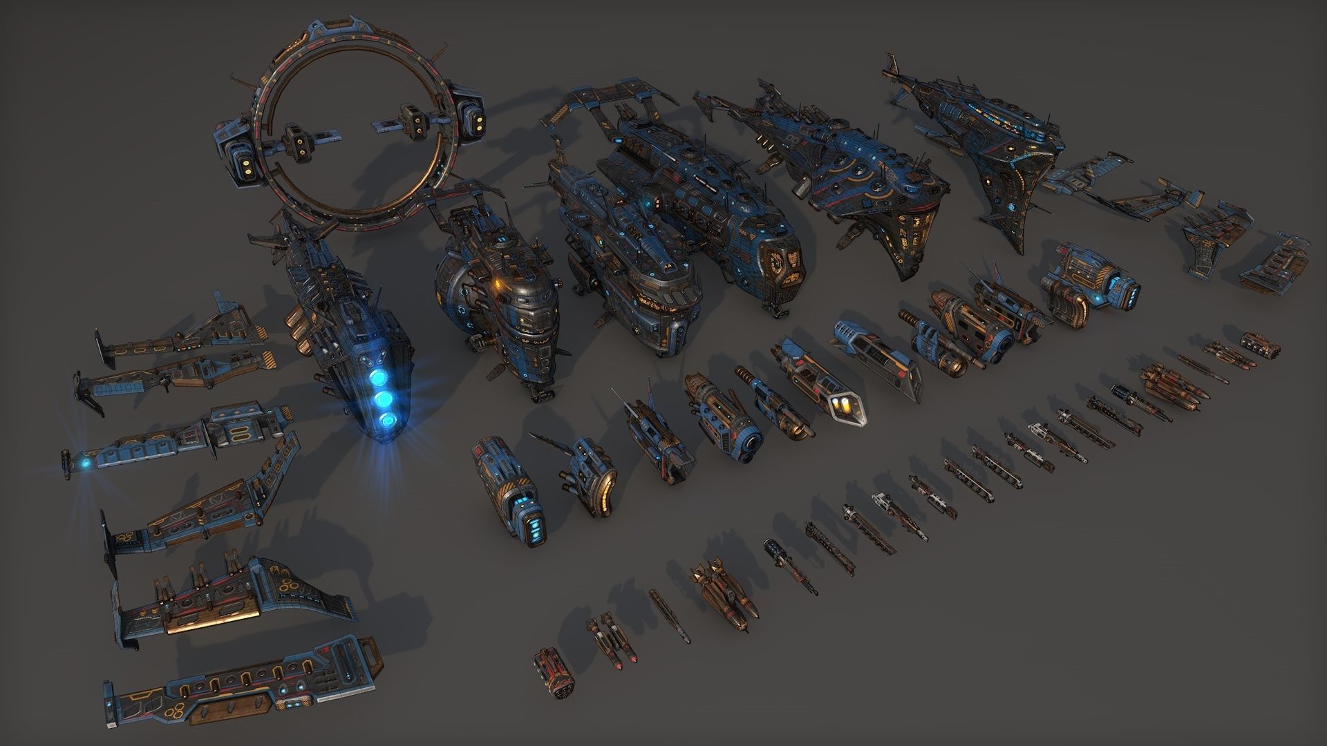 Mega Spacecraft Modular Pack Low-poly 3D model_8