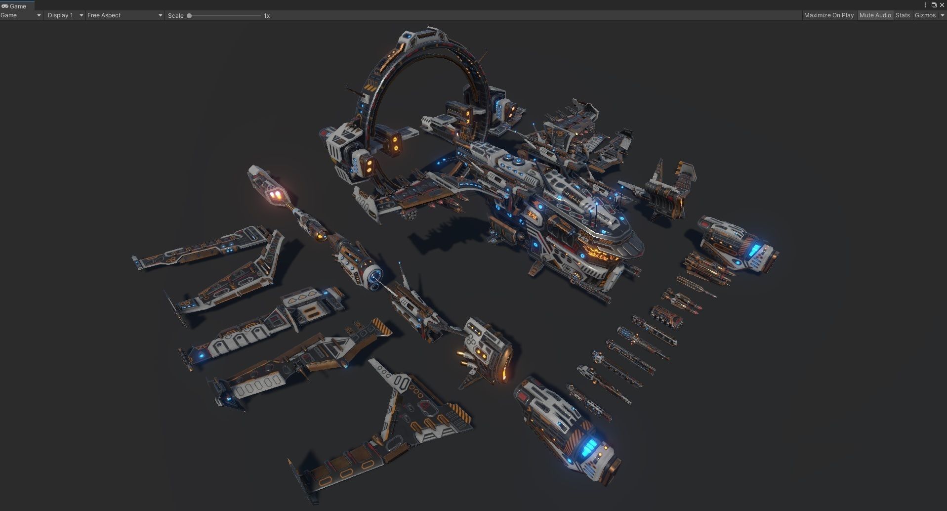 Mega Spacecraft Modular Pack Low-poly 3D model_31