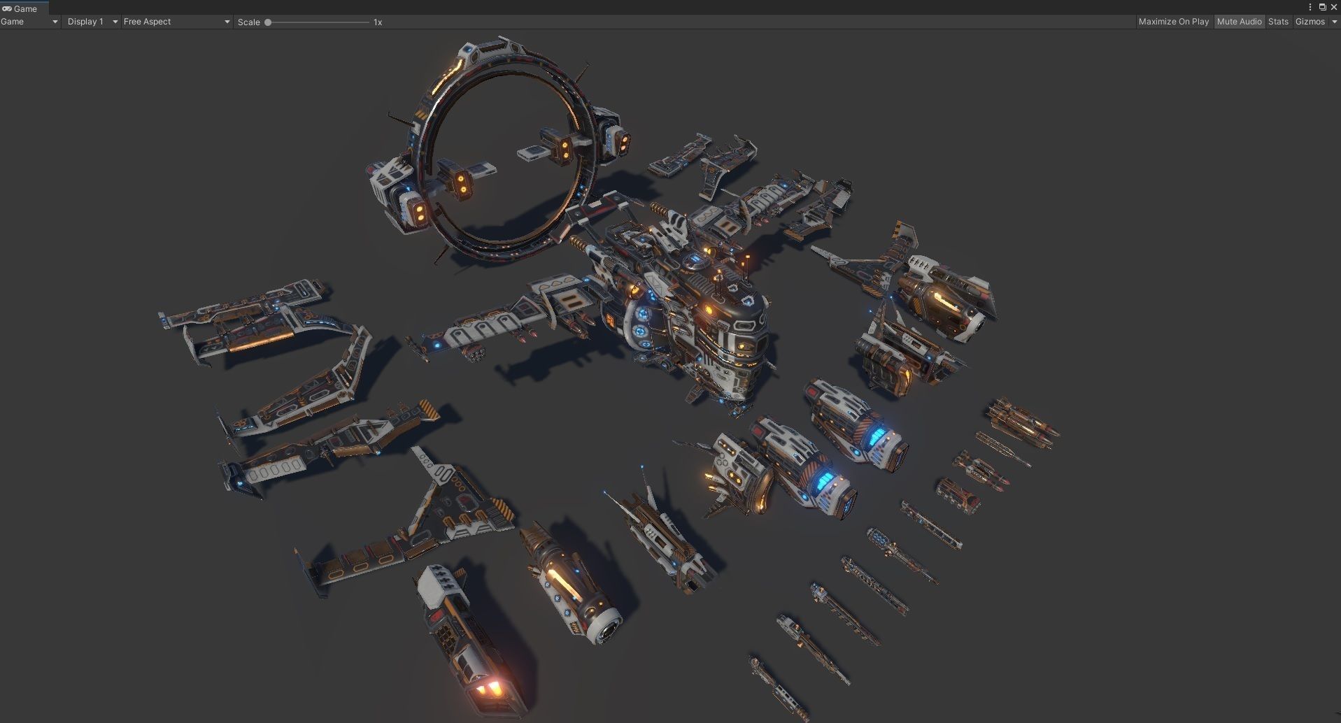 Mega Spacecraft Modular Pack Low-poly 3D model_7