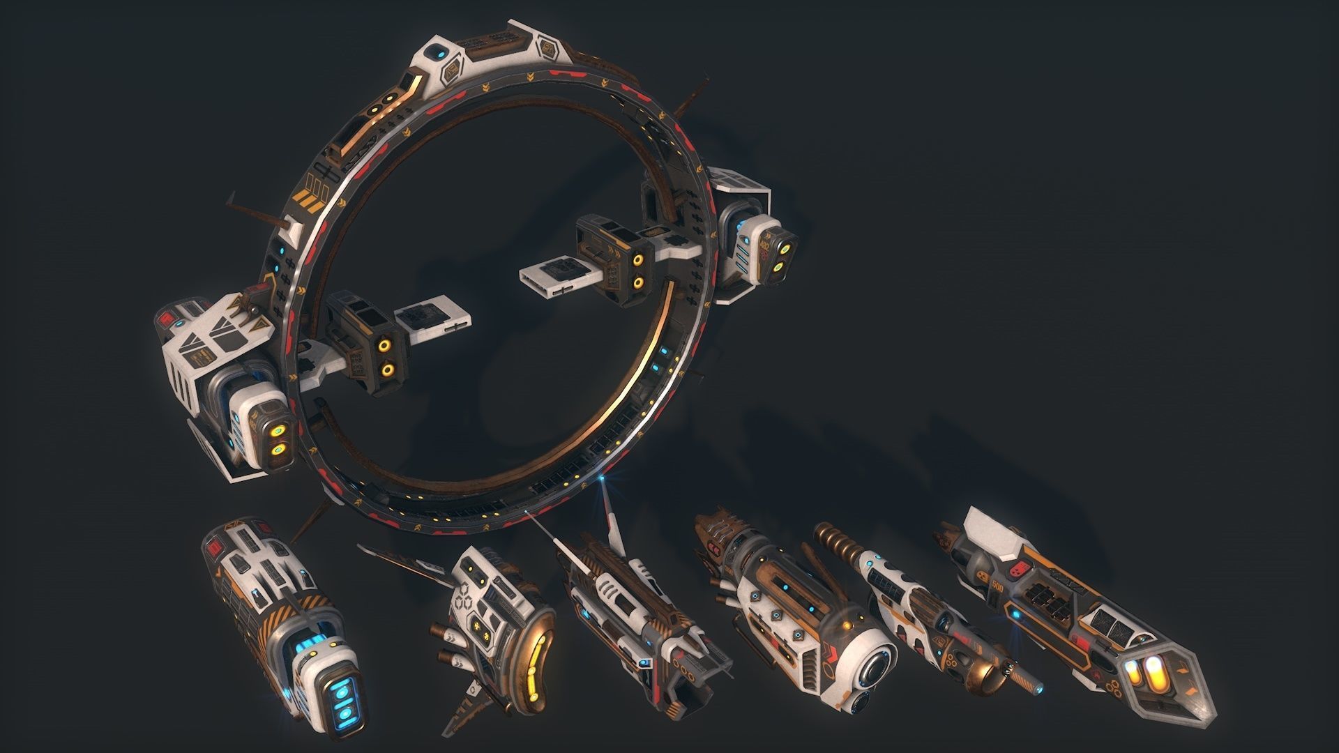 Mega Spacecraft Modular Pack Low-poly 3D model_20