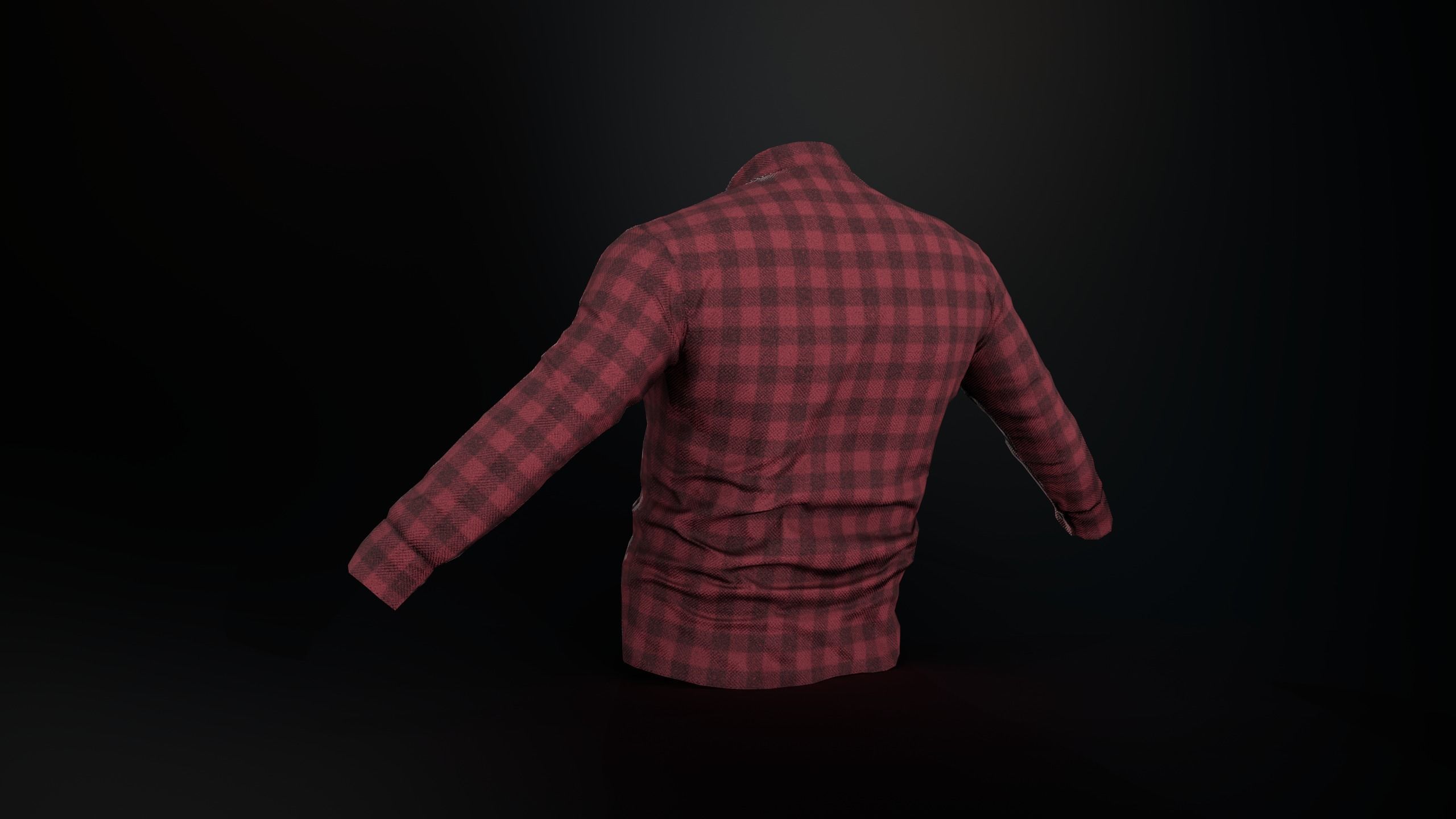 Red Flannel Button Up Shirt Low-poly 3D model_5
