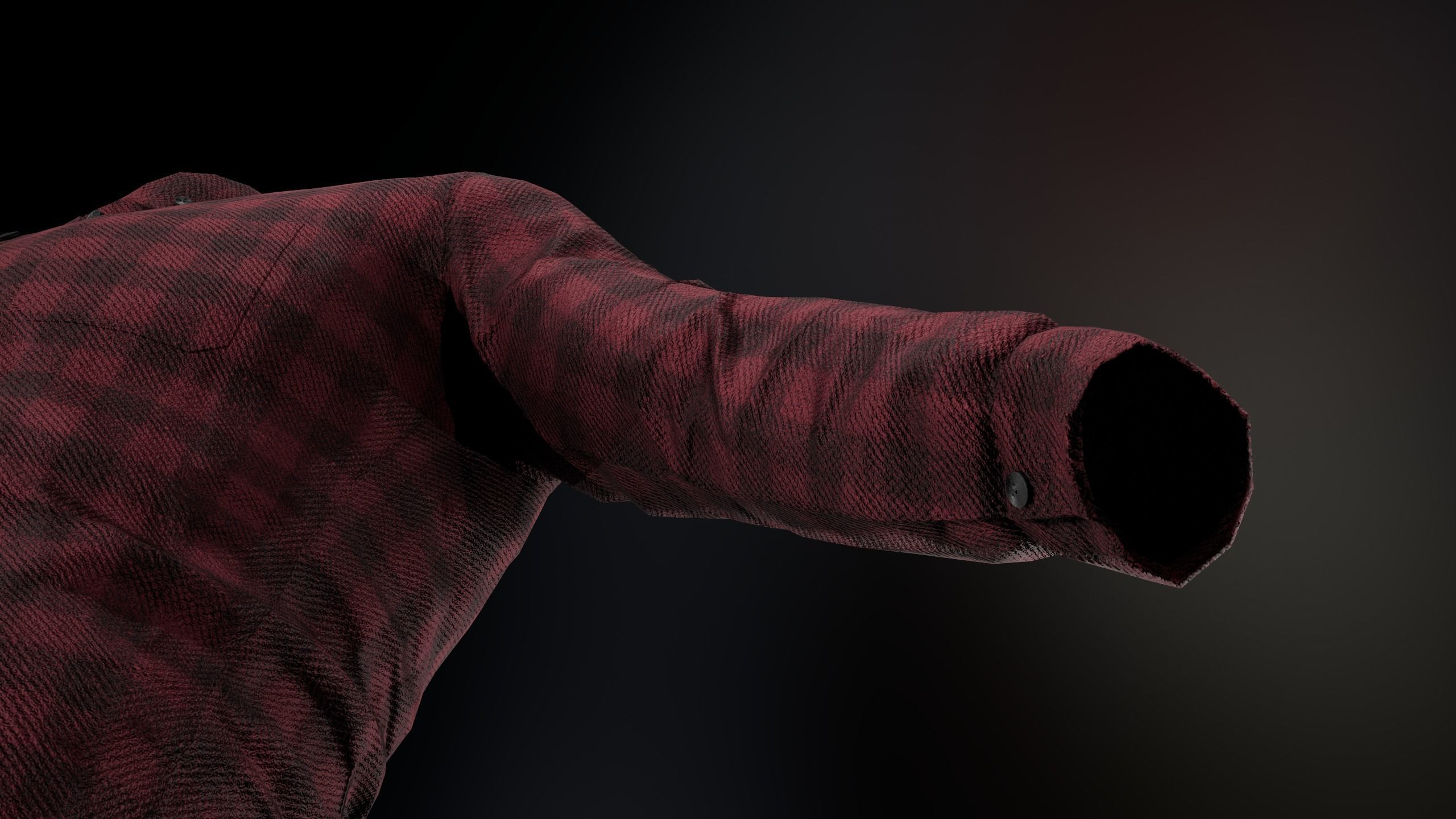 Red Flannel Button Up Shirt Low-poly 3D model_13