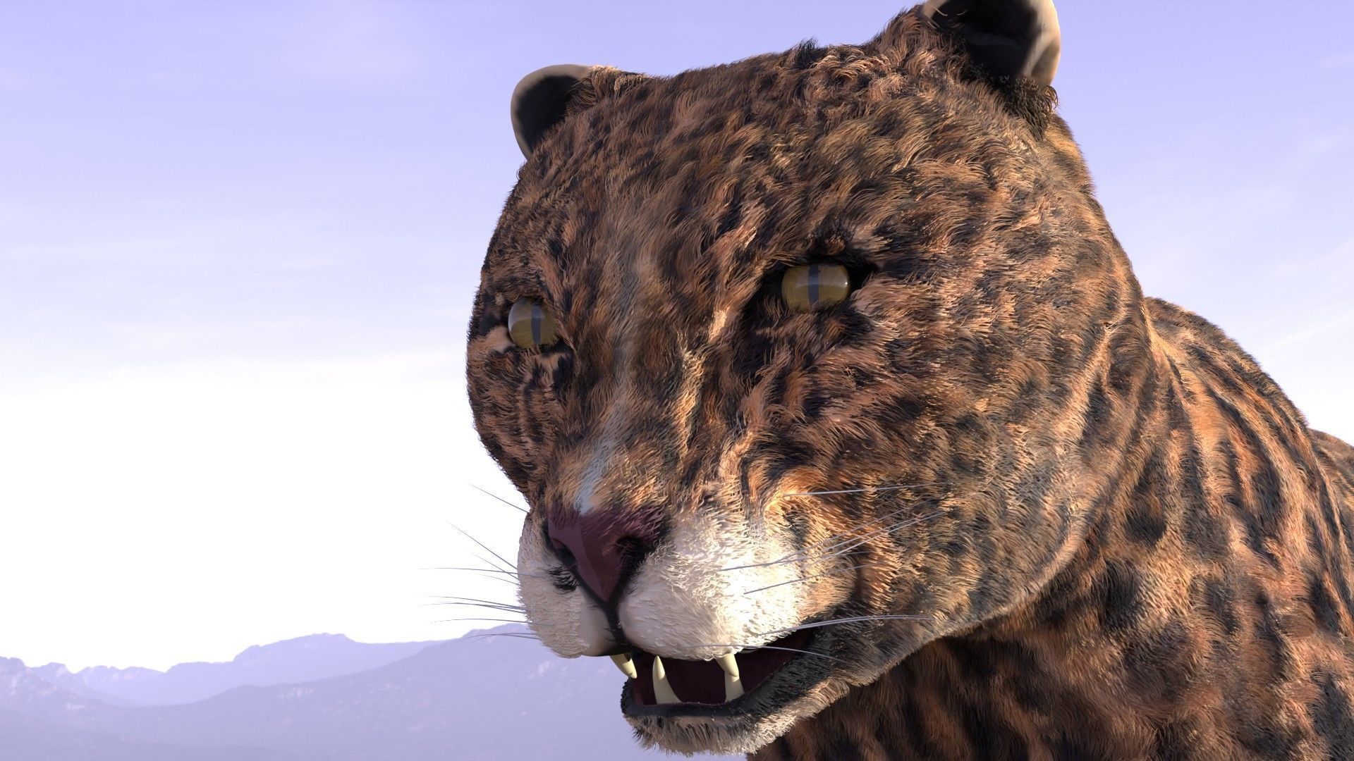 Leopard jaguar running in desert 3D model_3