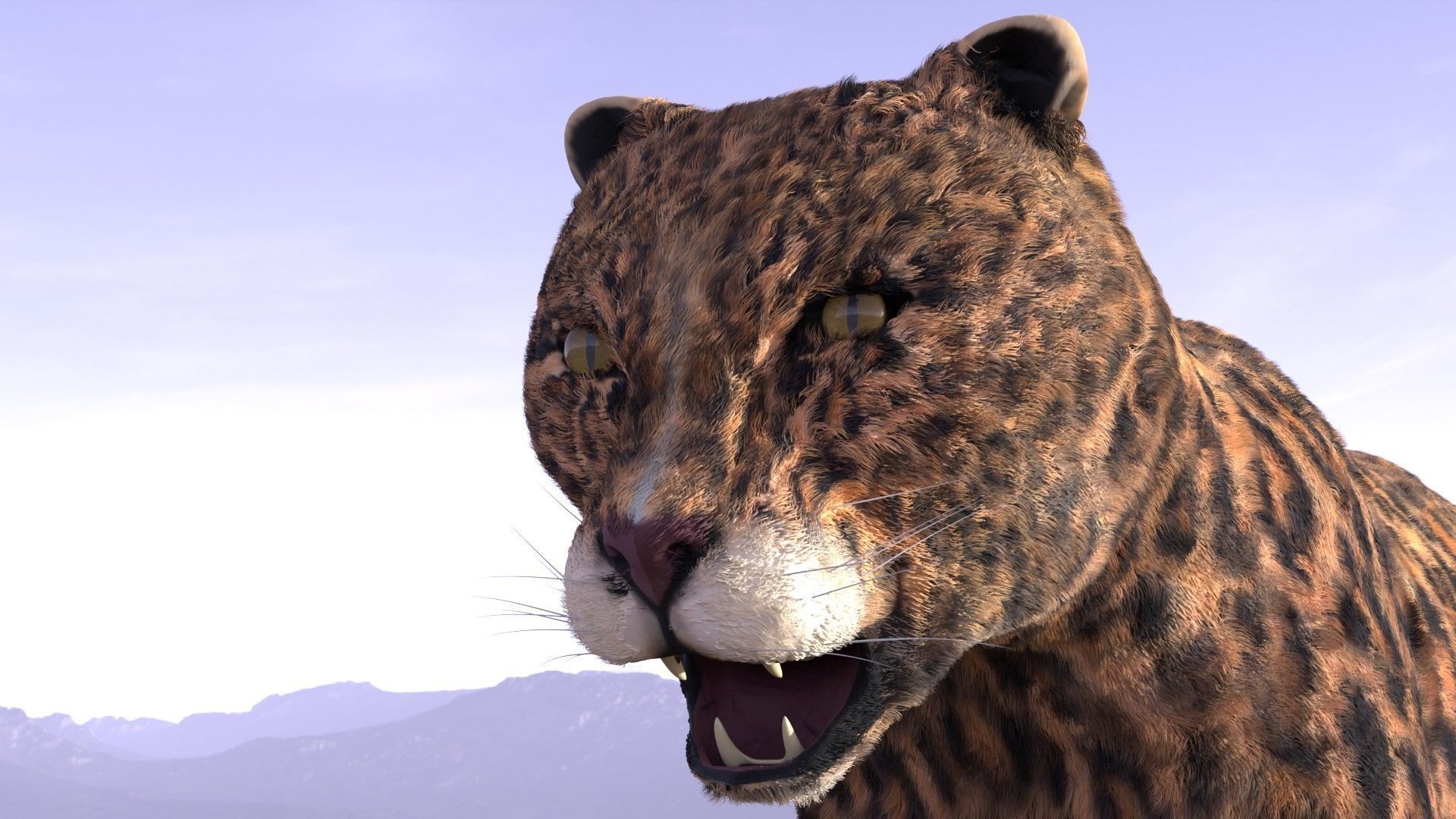 Leopard jaguar running in desert 3D model_4