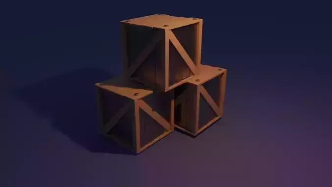 wooden boxes low poly game ready 