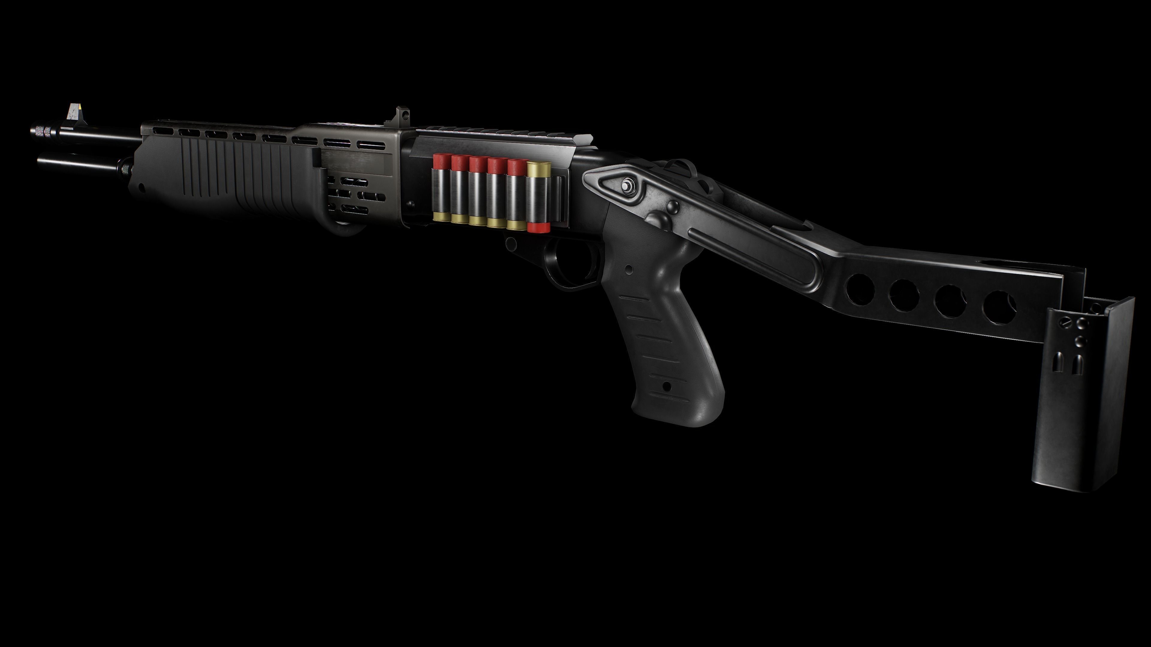 SPAS-12 Shotgun Low-poly 3D model_10