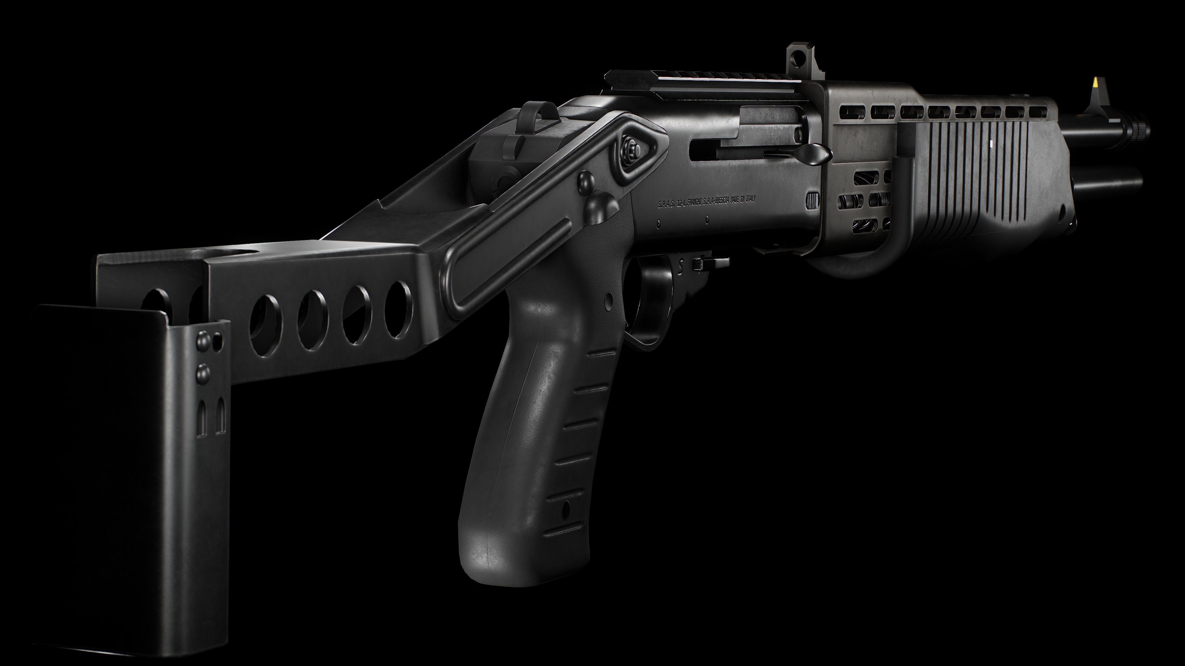 SPAS-12 Shotgun Low-poly 3D model_8