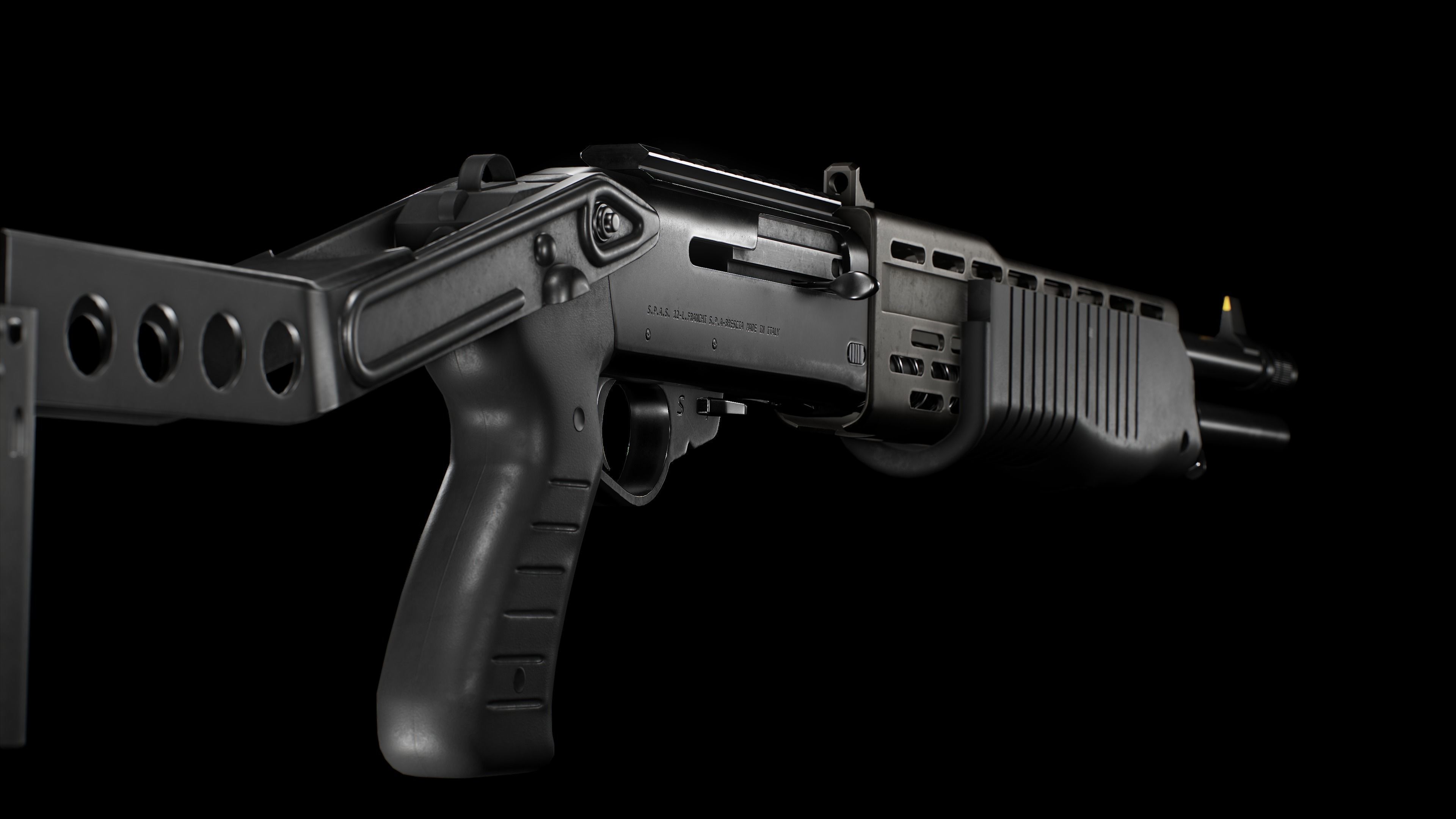 SPAS-12 Shotgun Low-poly 3D model_3