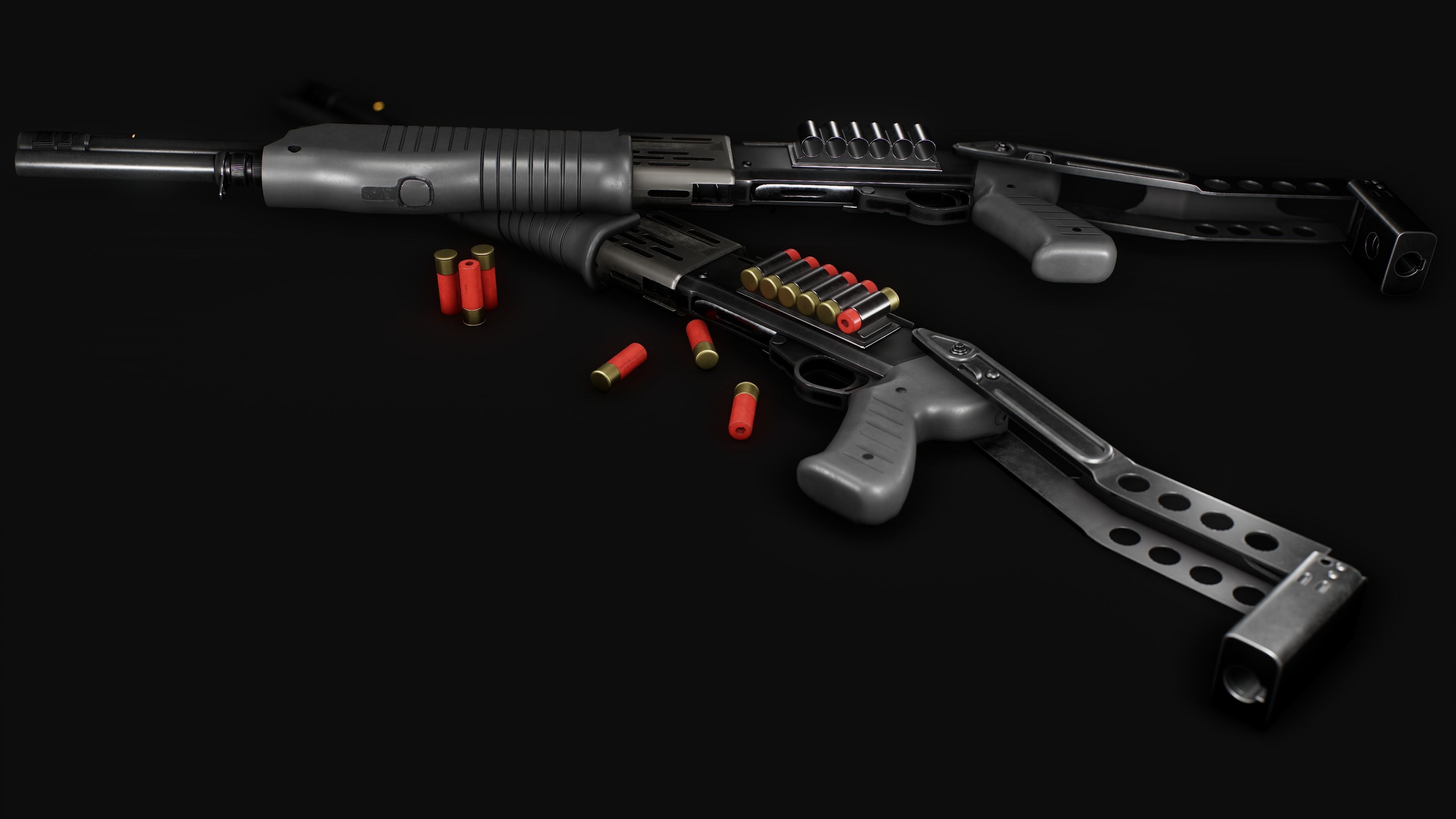 SPAS-12 Shotgun Low-poly 3D model_9