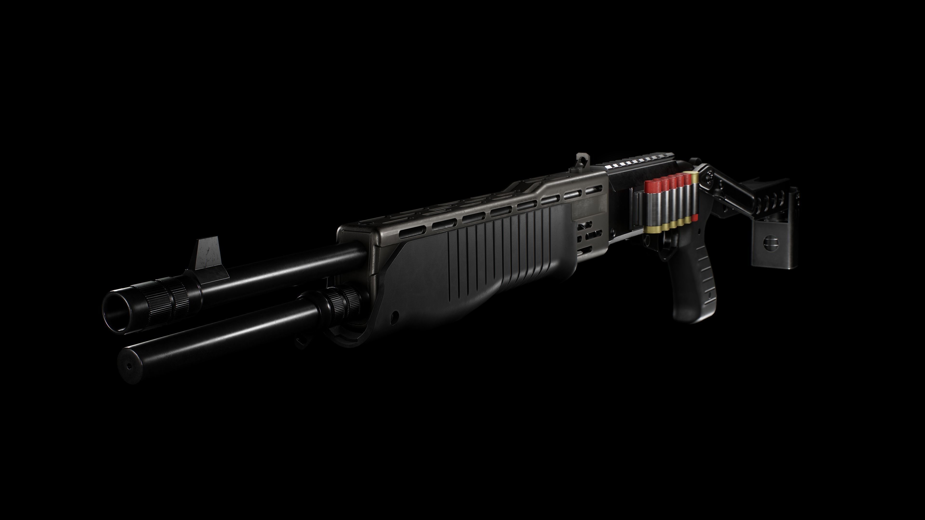 SPAS-12 Shotgun Low-poly 3D model_4