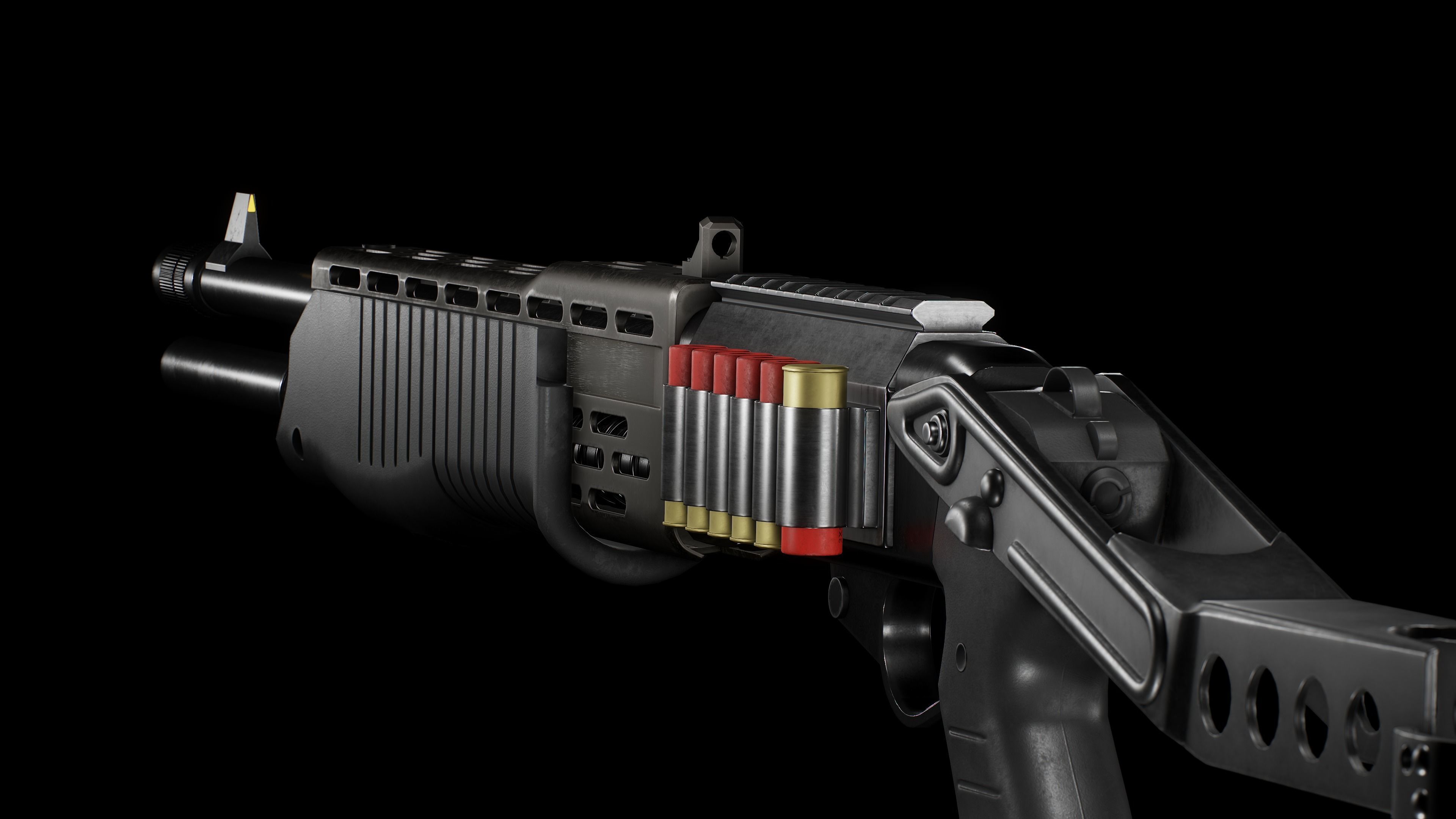 SPAS-12 Shotgun Low-poly 3D model_2