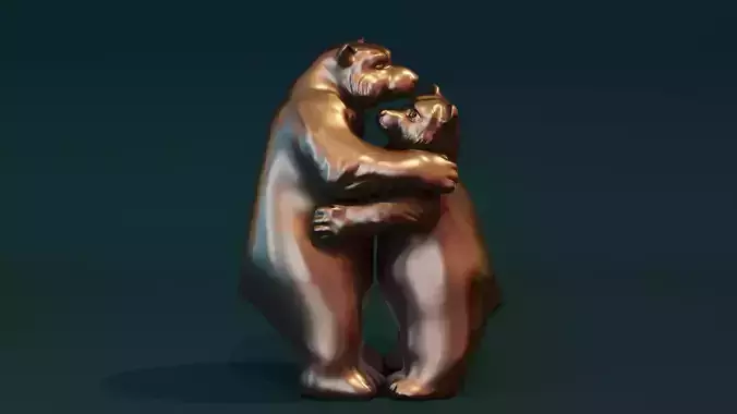 Sculpture of bears in love for 3D printing