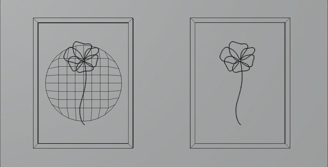 Paintings five framed drawings of flowers and leaves Low-poly 3D model_11
