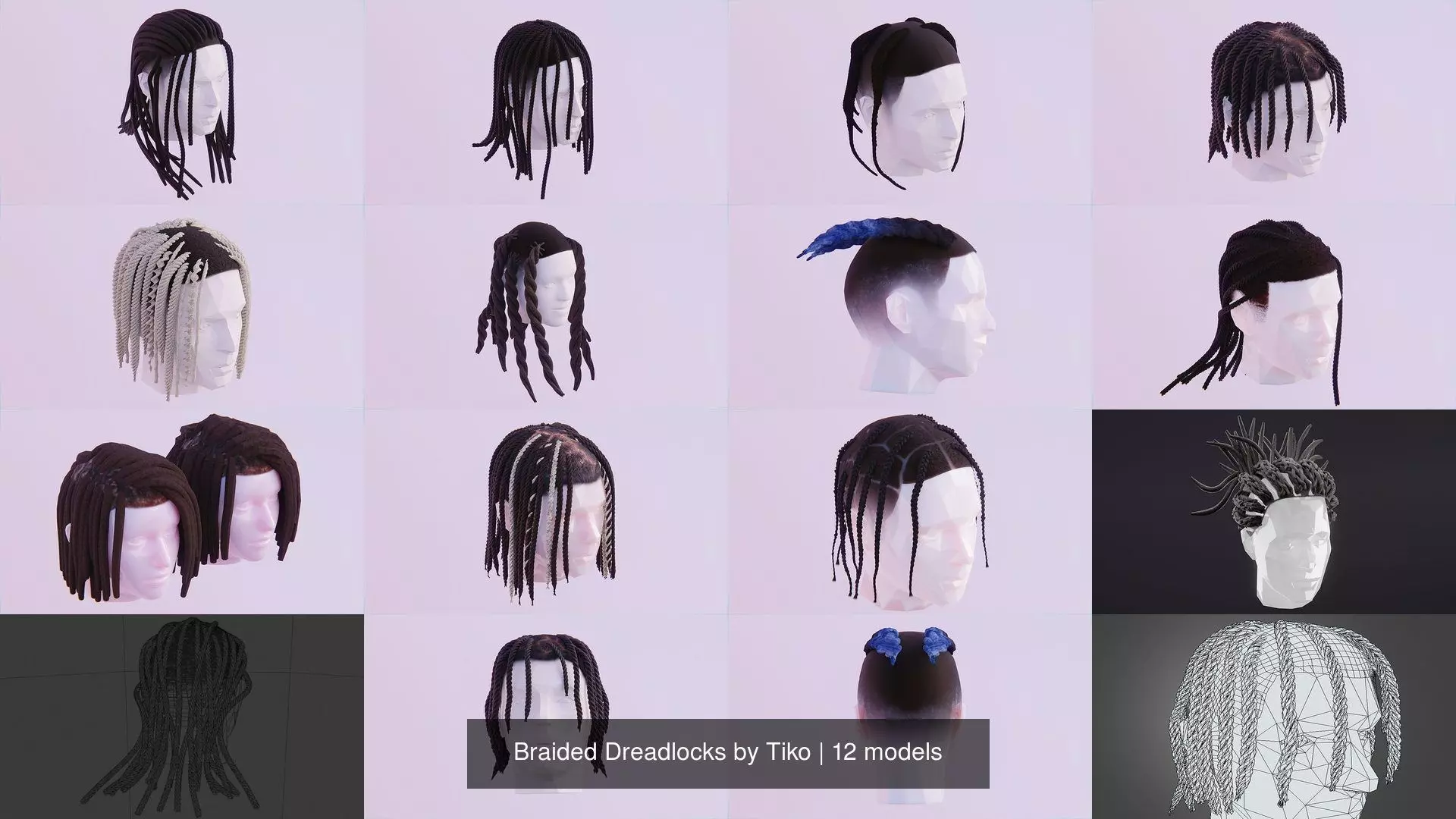 Braided Dreadlocks by Tiko 3D Model Collection_0