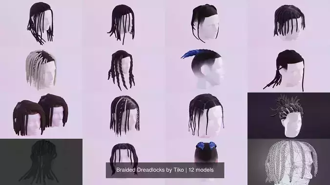 Braided Dreadlocks by Tiko 3D Model Collection