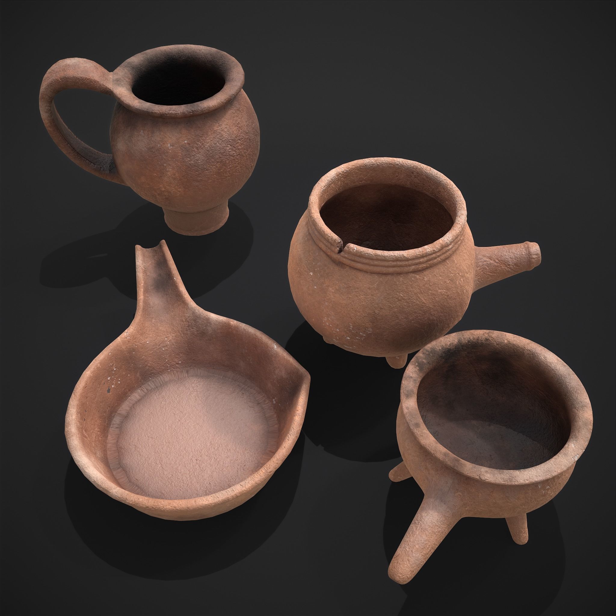 Pottery Pieces  Low-poly 3D model_6