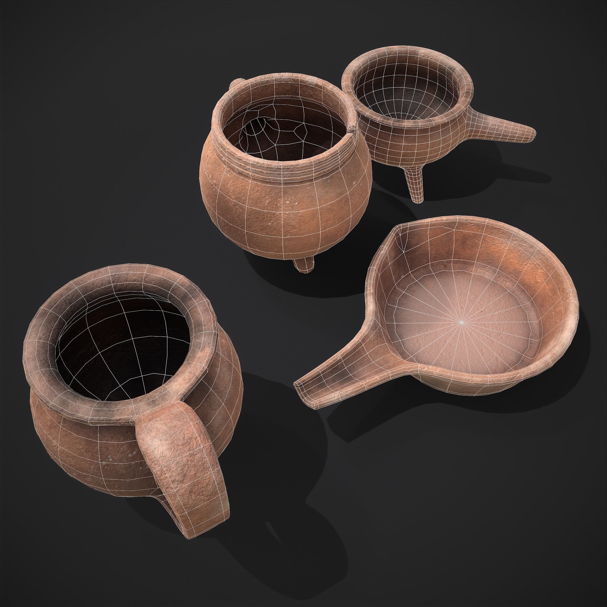 Pottery Pieces  Low-poly 3D model_11