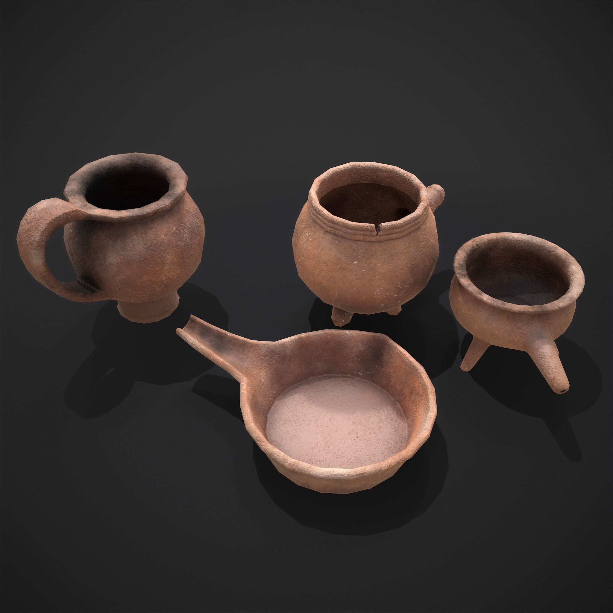 Pottery Pieces  Low-poly 3D model_18