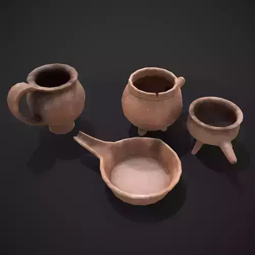 Pottery Pieces  Low-poly 3D model