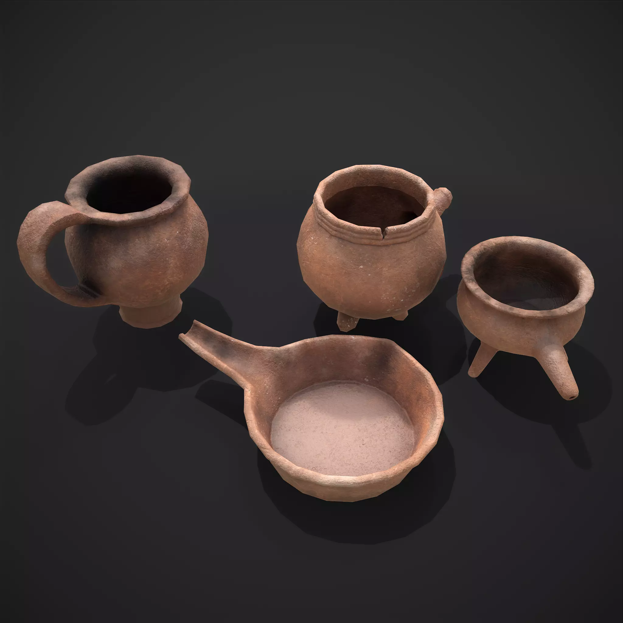 Pottery Pieces  Low-poly 3D model_0