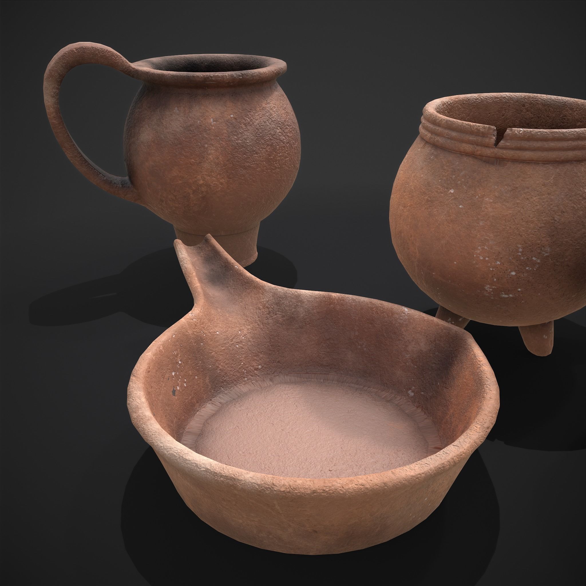 Pottery Pieces  Low-poly 3D model_12