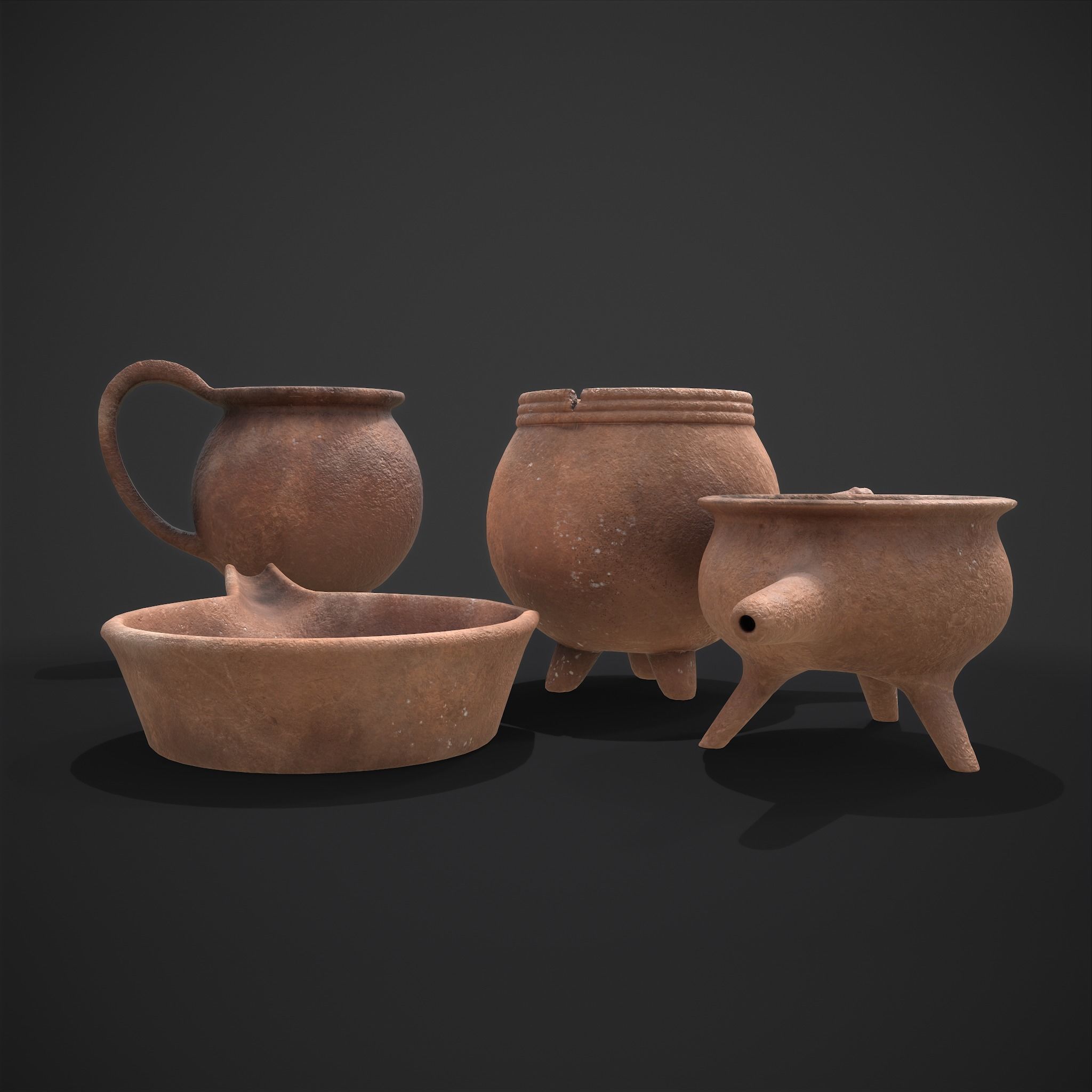 Pottery Pieces  Low-poly 3D model_8
