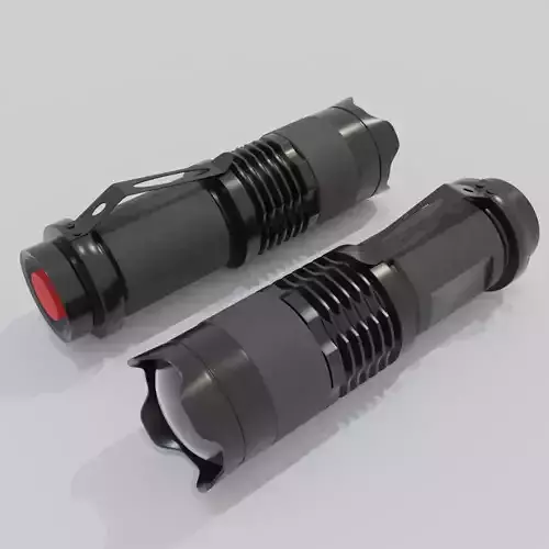 Police LED Flashlight High-Poly Black