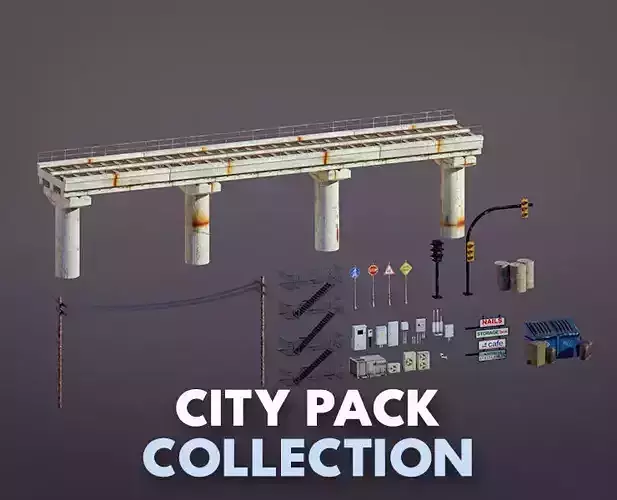 city pack Low-poly 3D model city pack Low-poly 3D model