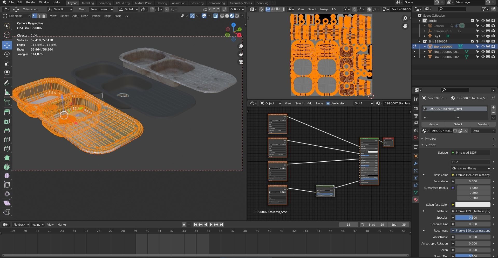 Stainless Steel Kitchen Sink 3D model_35