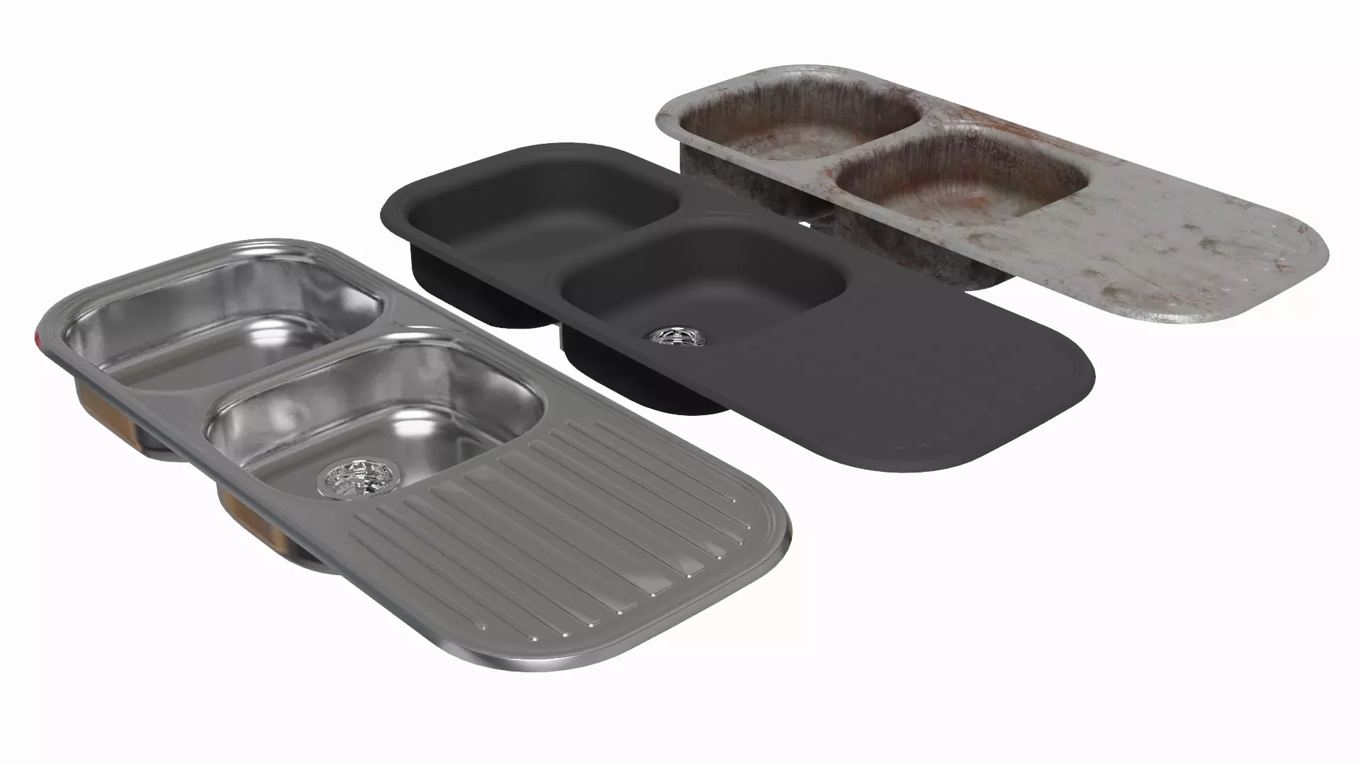 Stainless Steel Kitchen Sink 3D model_0