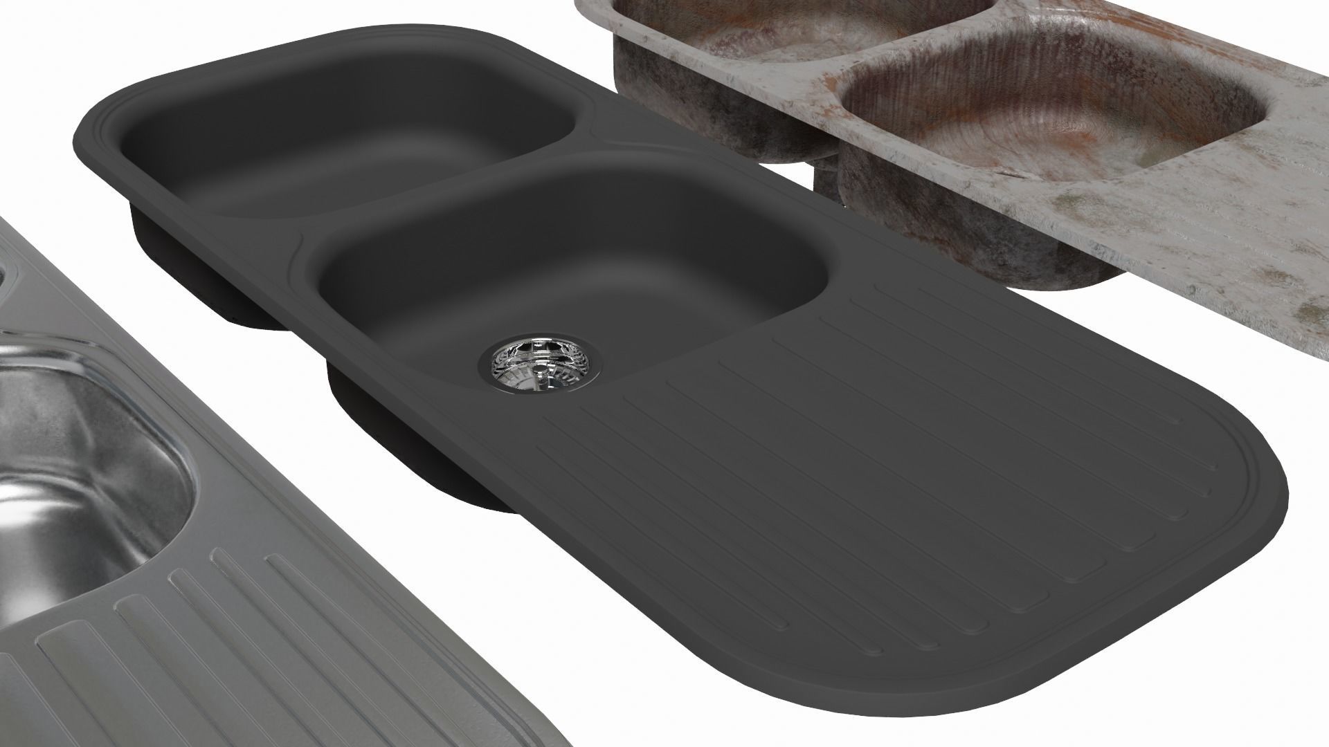 Stainless Steel Kitchen Sink 3D model_2
