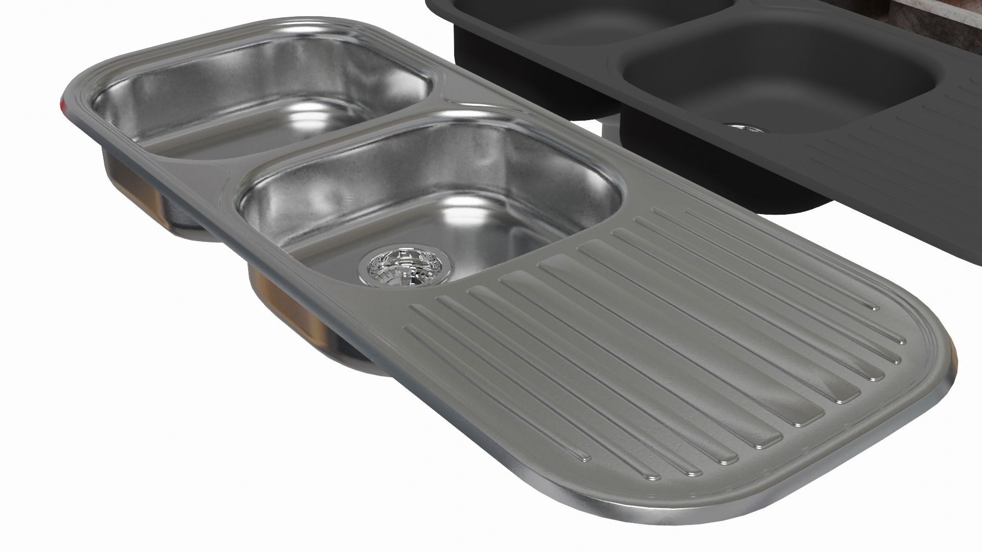 Stainless Steel Kitchen Sink 3D model_1