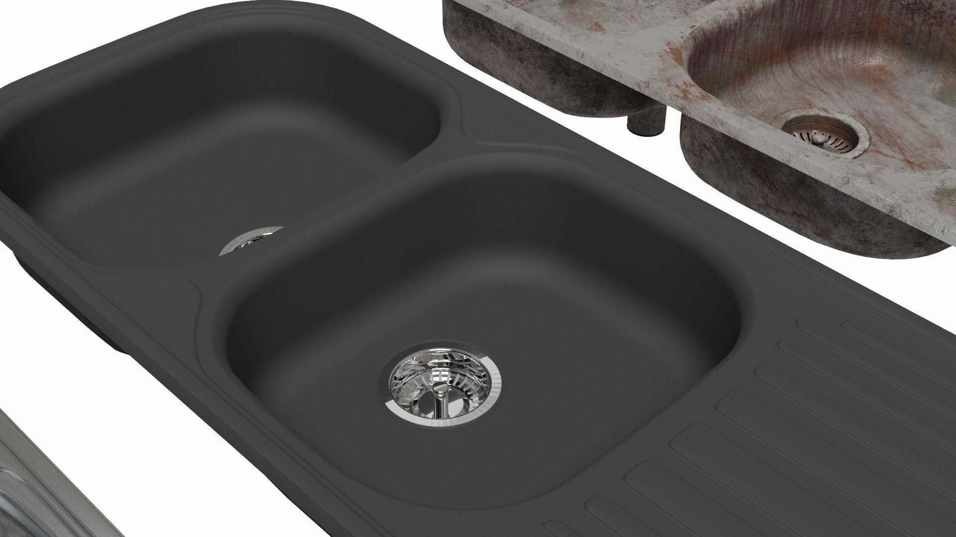 Stainless Steel Kitchen Sink 3D model_11