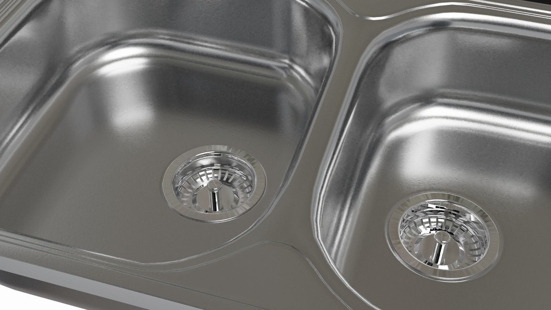 Stainless Steel Kitchen Sink 3D model_9