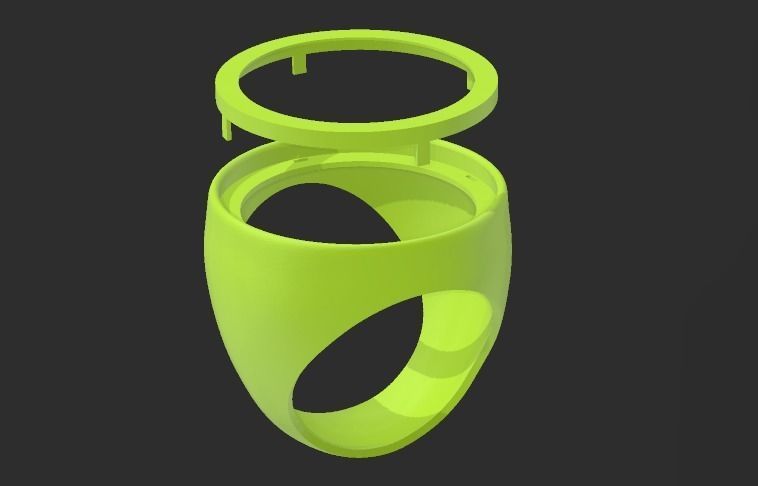 Gents Full gold British sovereign ring mount frame 3D print model_4