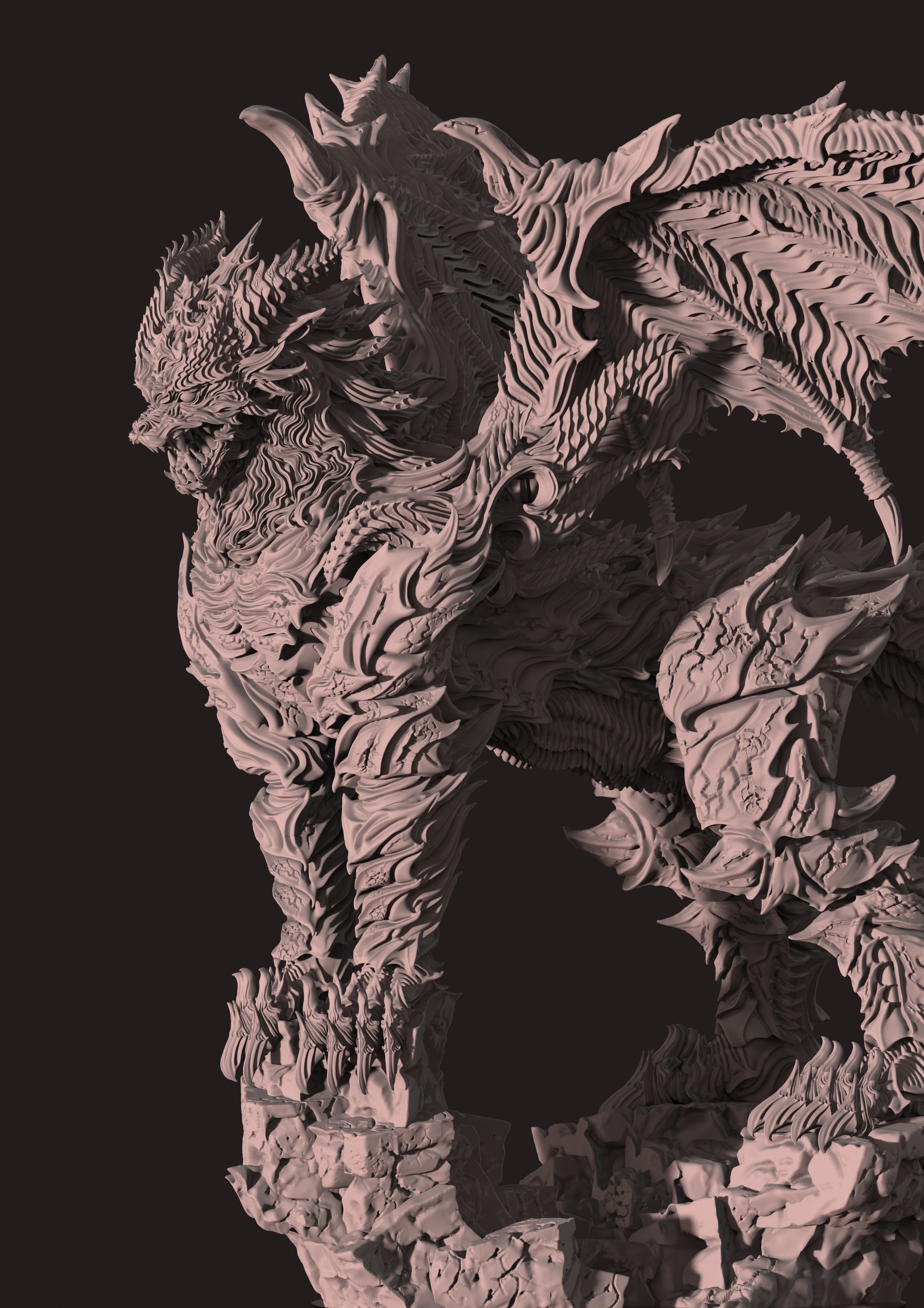 3D Game Assets 3D print model Dragon Figure 3D print model_4