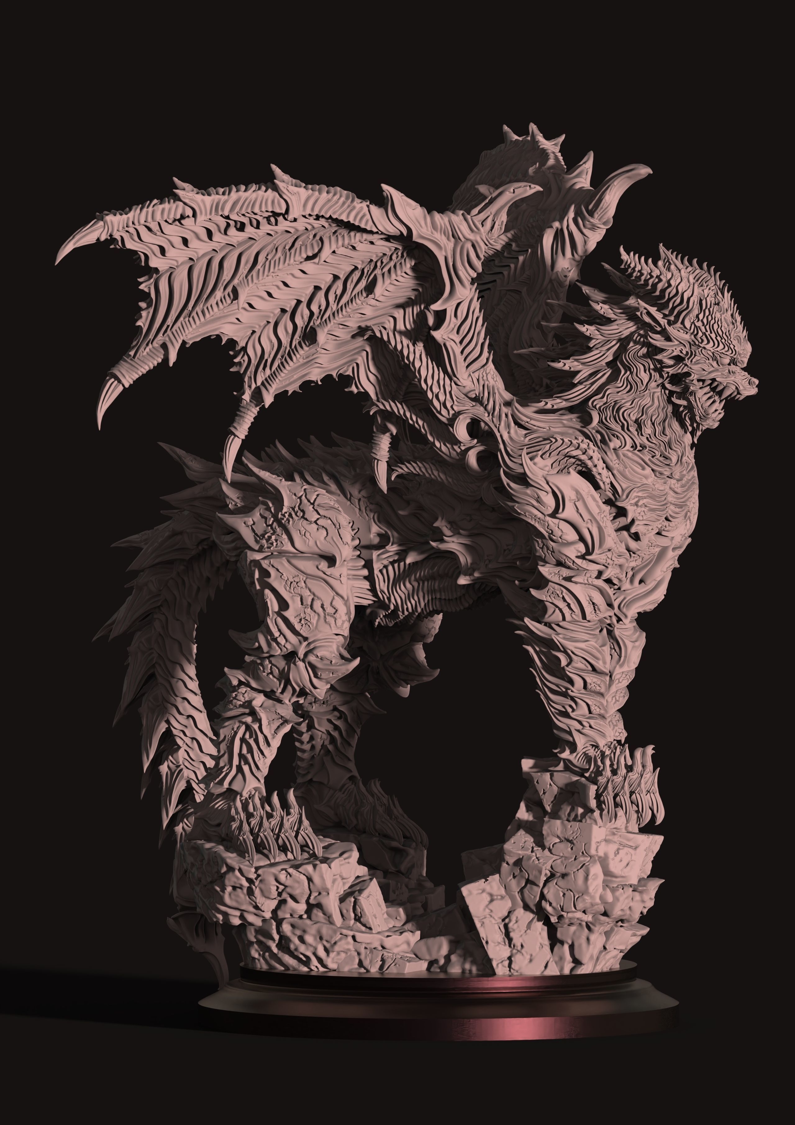 3D Game Assets 3D print model Dragon Figure 3D print model_2