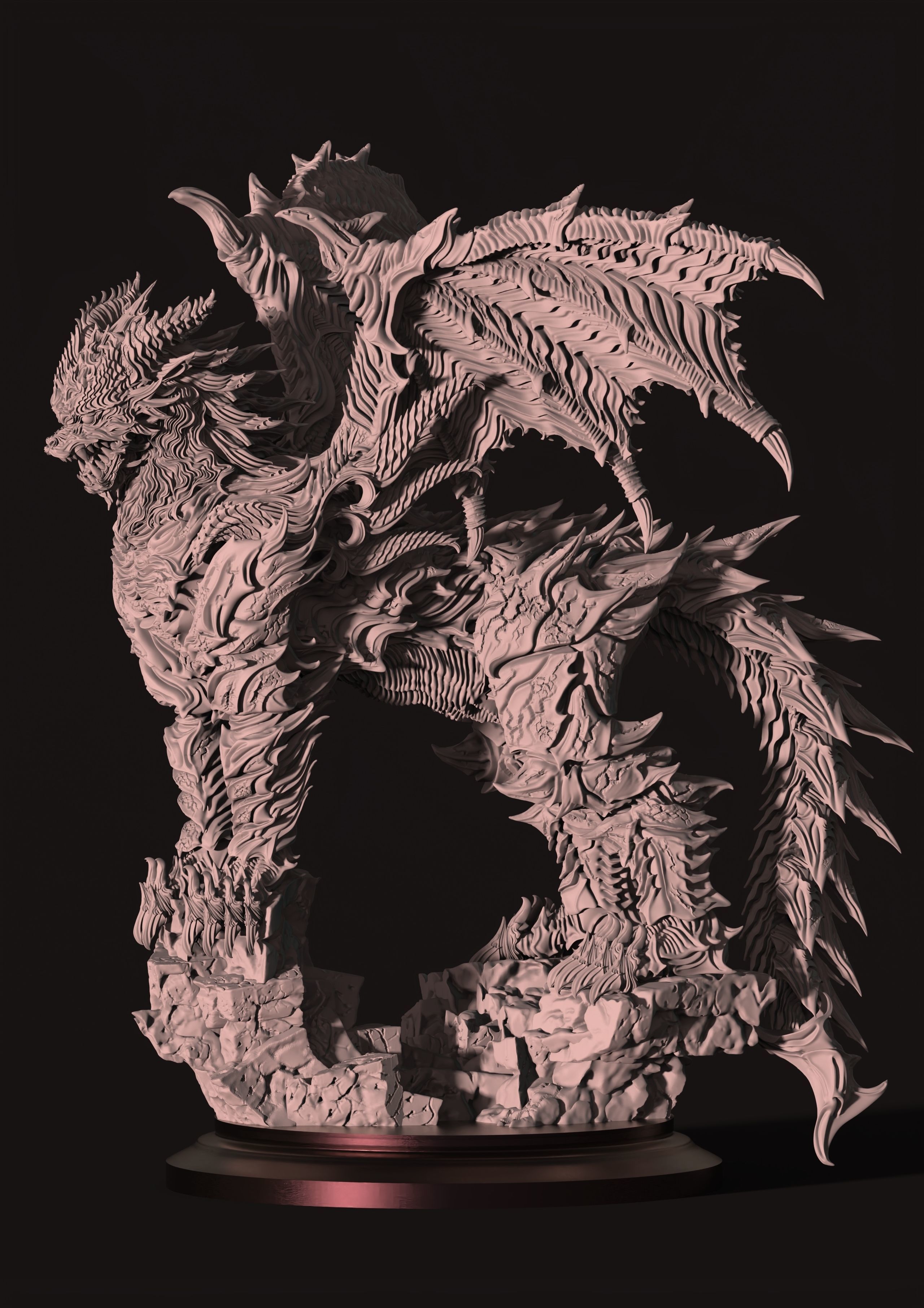 3D Game Assets 3D print model Dragon Figure 3D print model_3