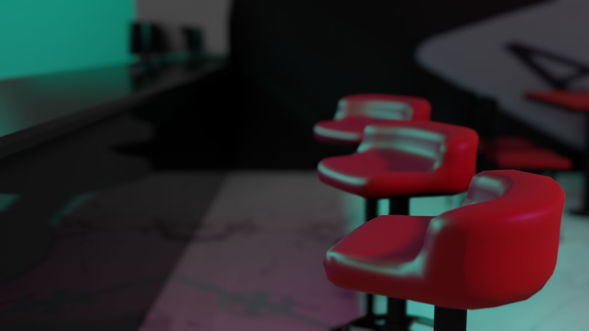 Retro Style Bar Interior  Low-poly 3D model_15