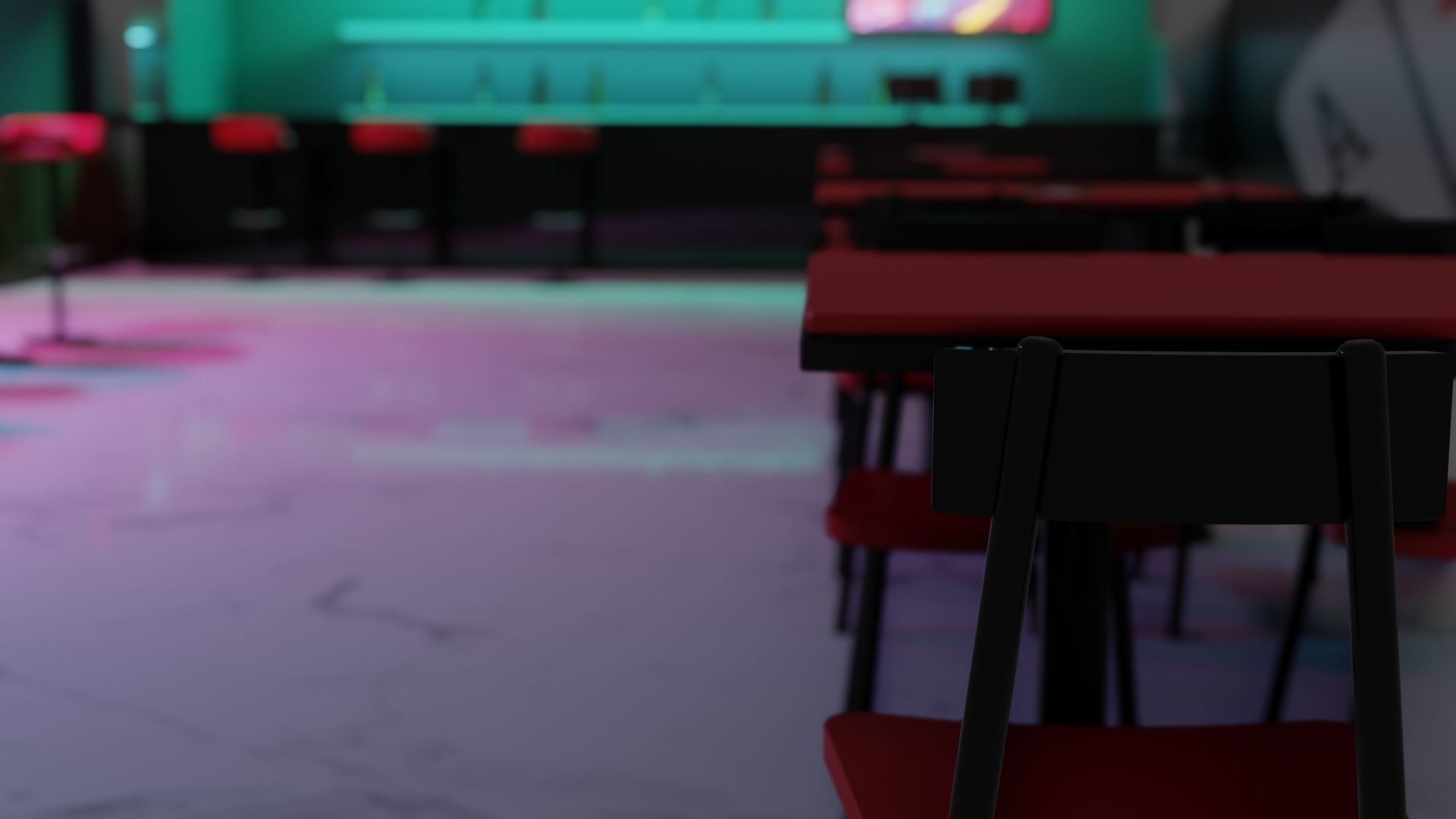 Retro Style Bar Interior  Low-poly 3D model_11