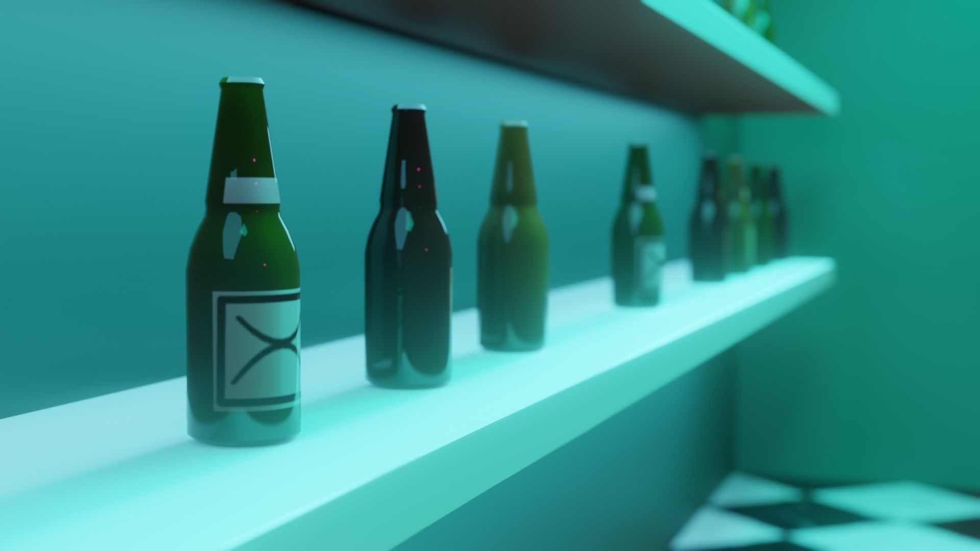 Retro Style Bar Interior  Low-poly 3D model_14