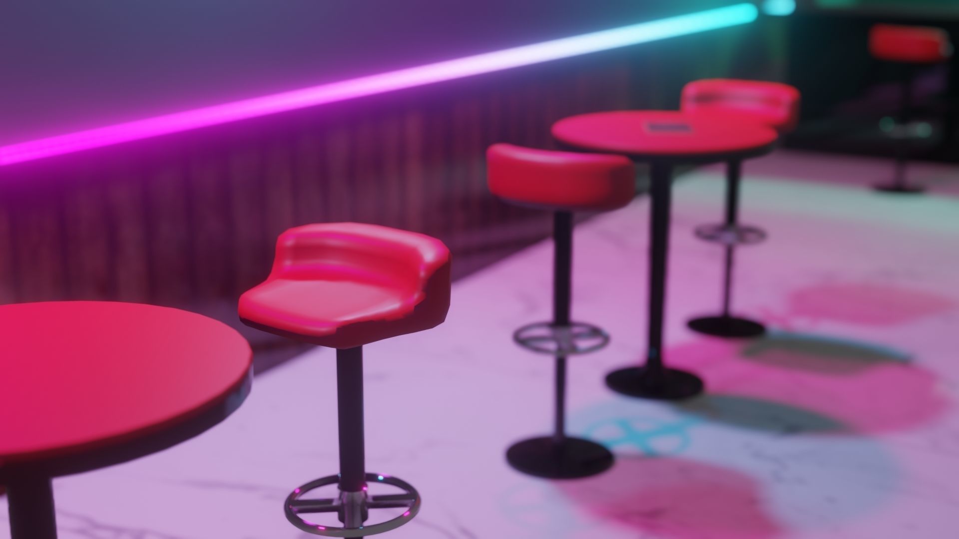 Retro Style Bar Interior  Low-poly 3D model_13